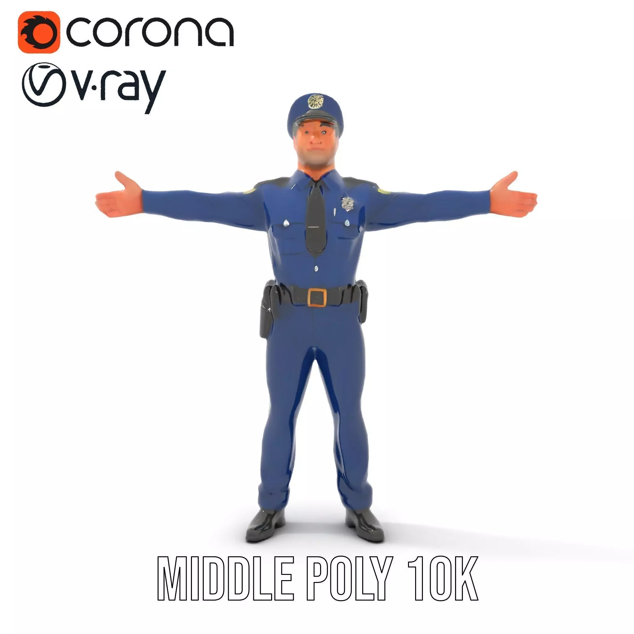 Police Officer Character Model Pack for Games and Animations Low-poly 3D model_22