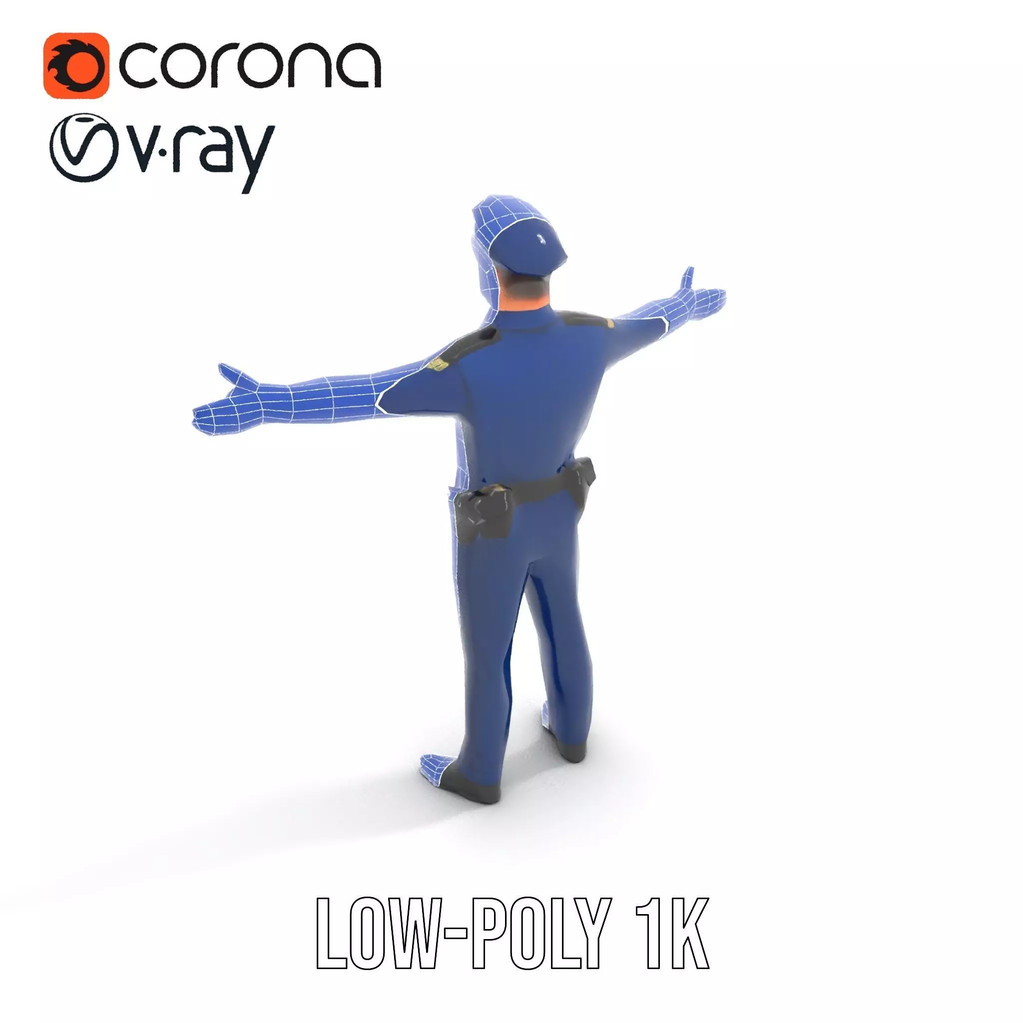 Police Officer Character Model Pack for Games and Animations Low-poly 3D model_31
