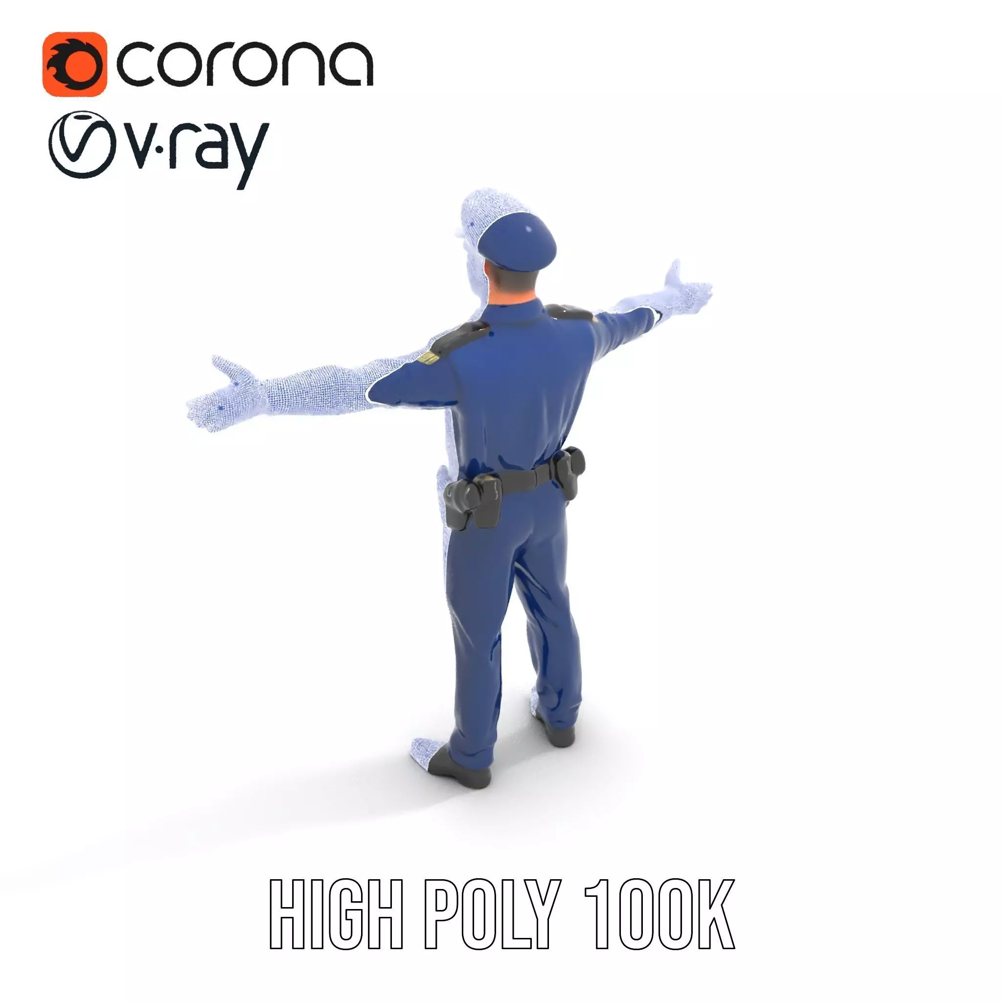 Police Officer Character Model Pack for Games and Animations Low-poly 3D model_32