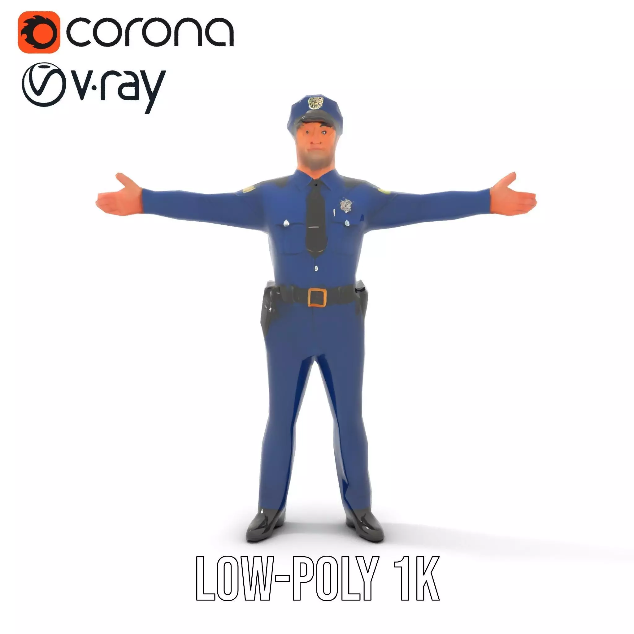 Police Officer Character Model Pack for Games and Animations Low-poly 3D model_23