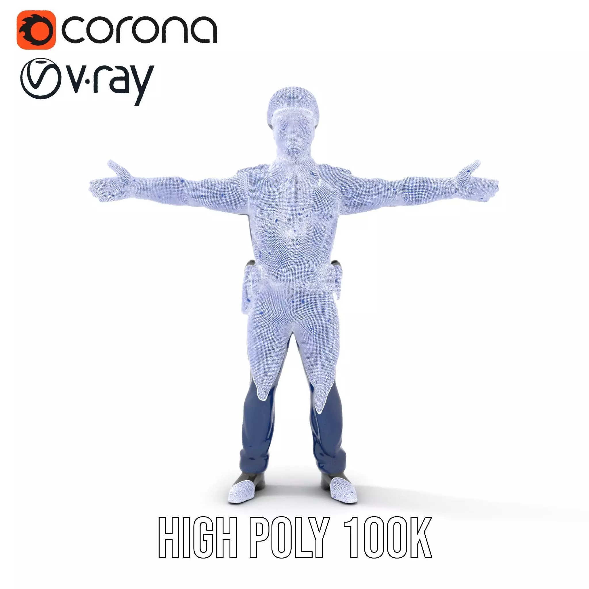 Police Officer Character Model Pack for Games and Animations Low-poly 3D model_33