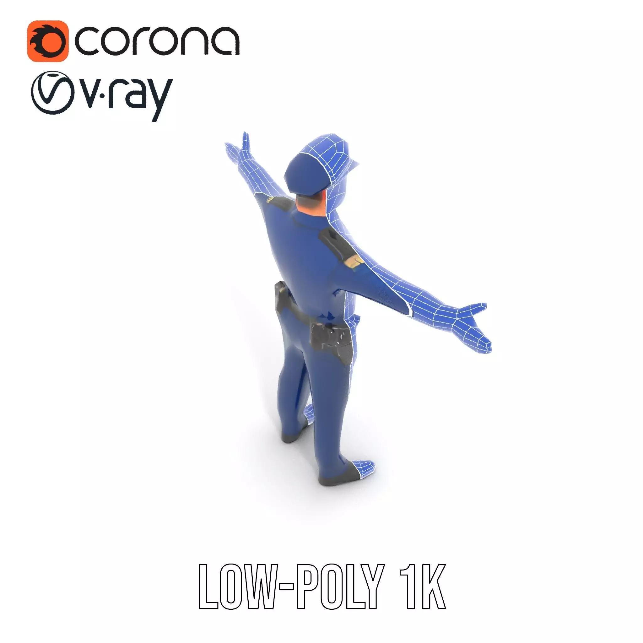 Police Officer Character Model Pack for Games and Animations Low-poly 3D model_25