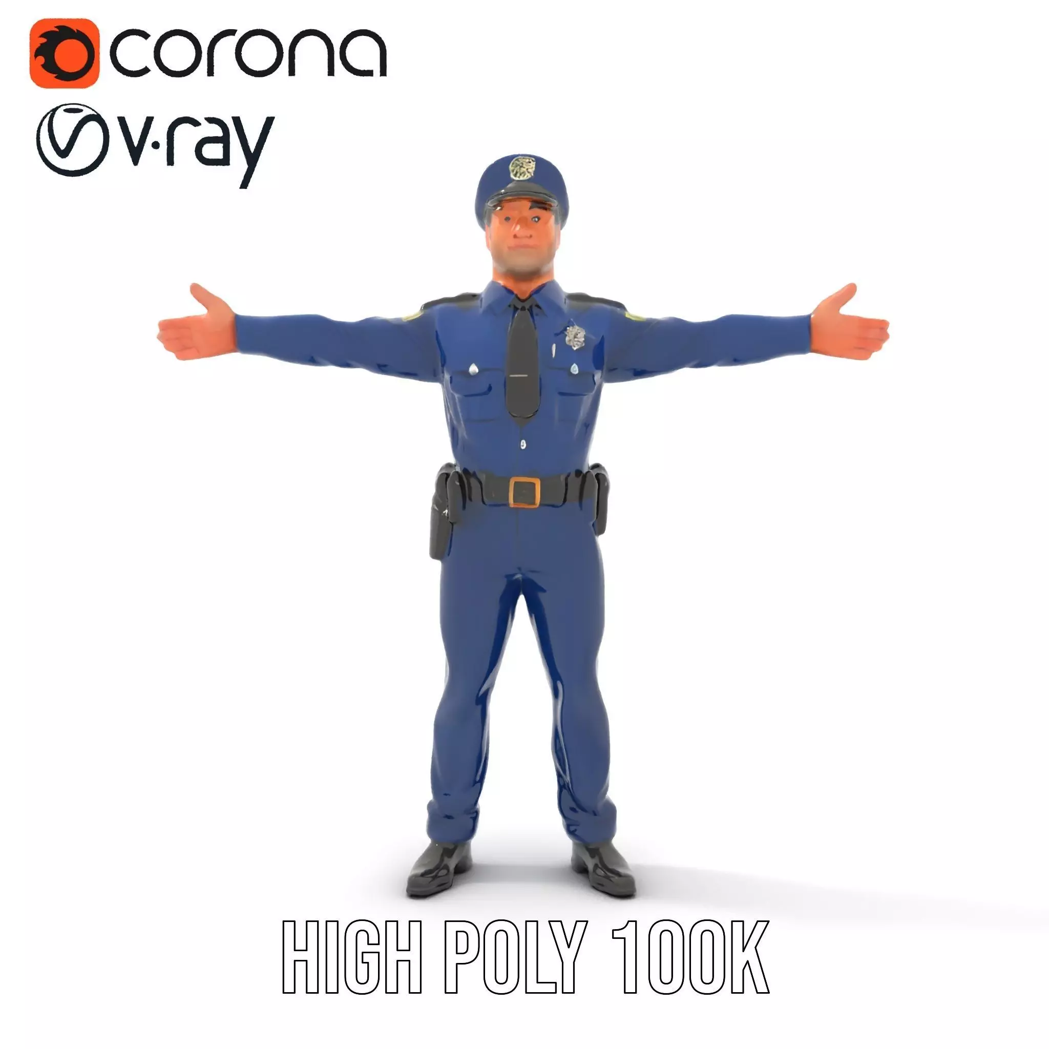 Police Officer Character Model Pack for Games and Animations Low-poly 3D model_19