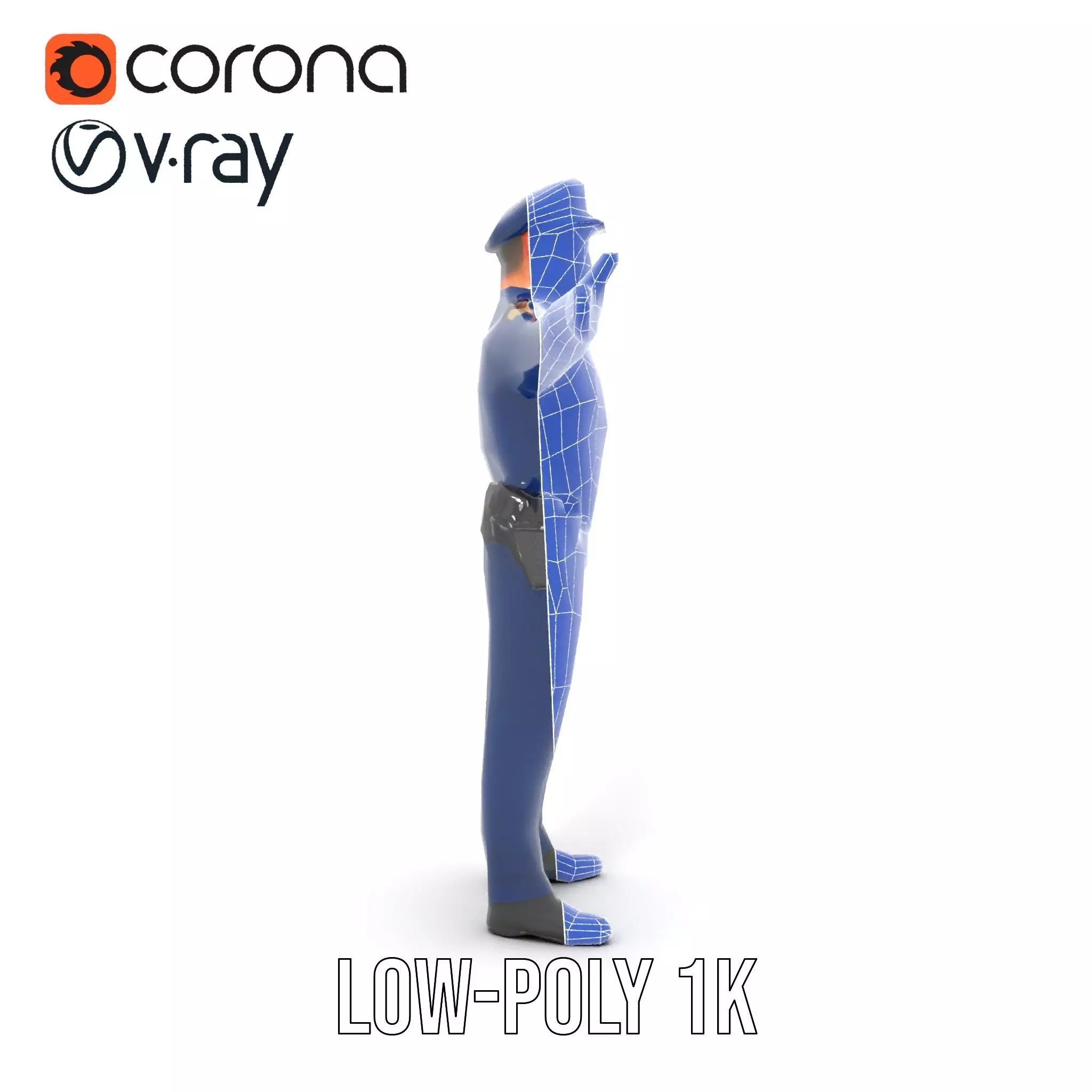 Police Officer Character Model Pack for Games and Animations Low-poly 3D model_28