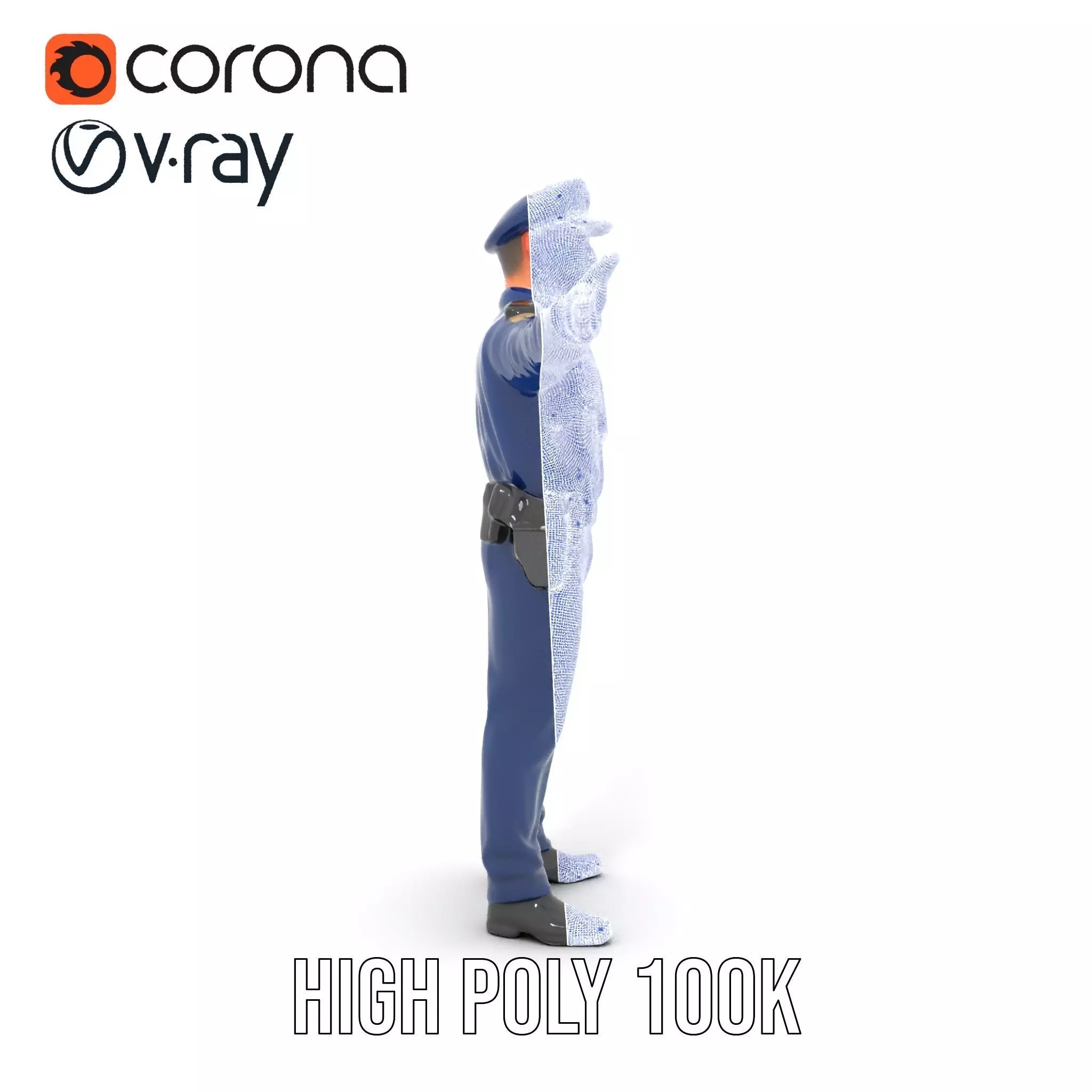 Police Officer Character Model Pack for Games and Animations Low-poly 3D model_34