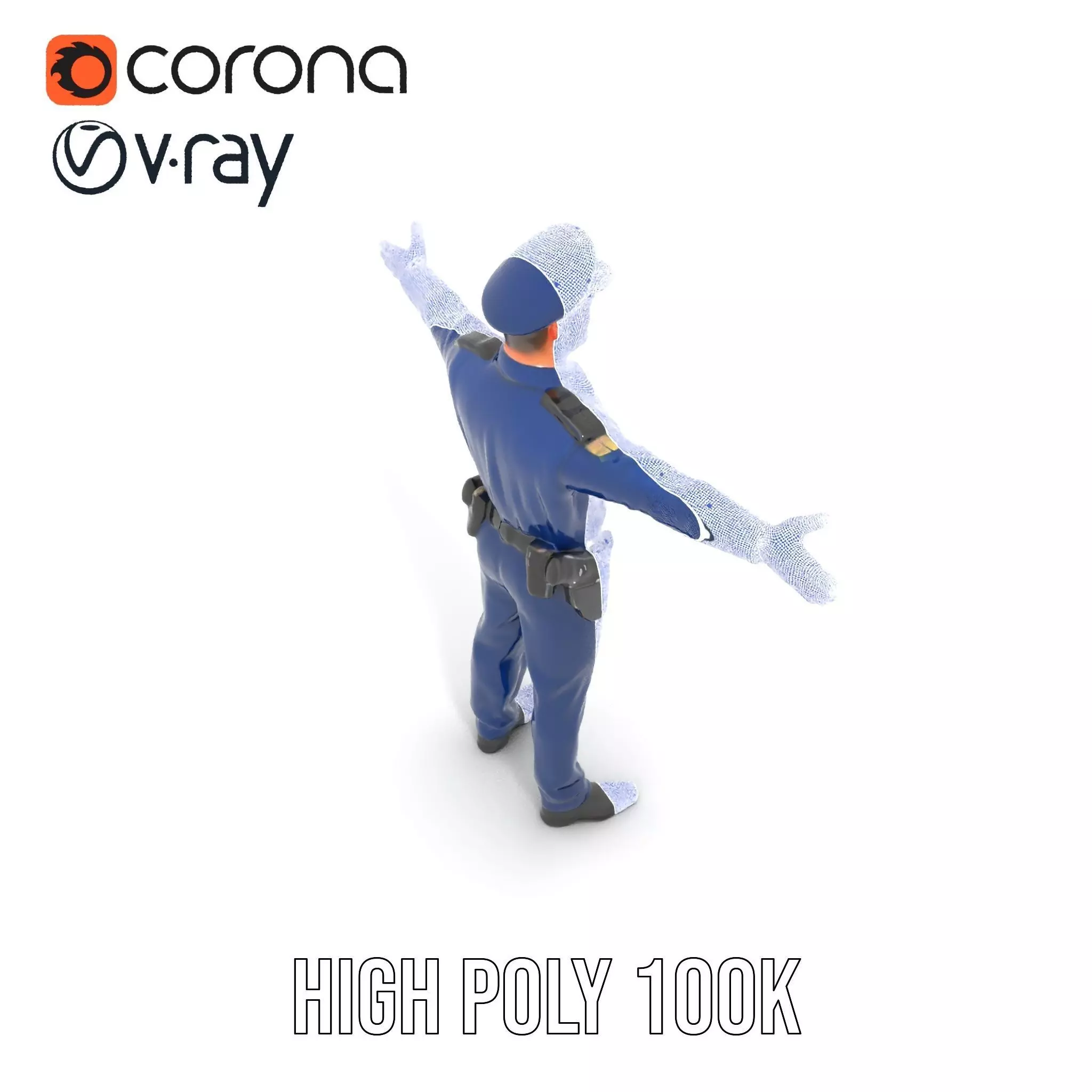 Police Officer Character Model Pack for Games and Animations Low-poly 3D model_35