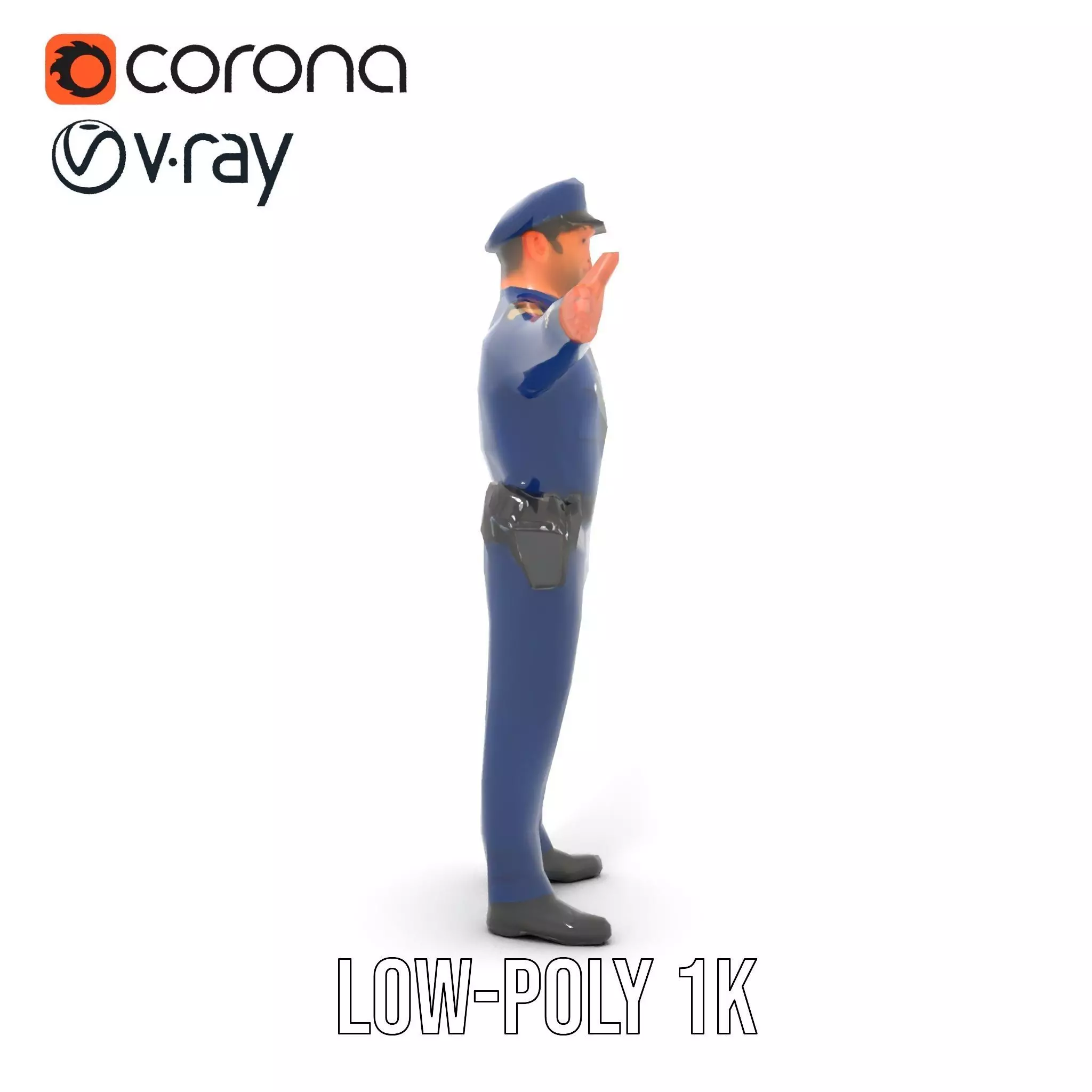 Police Officer Character Model Pack for Games and Animations Low-poly 3D model_21