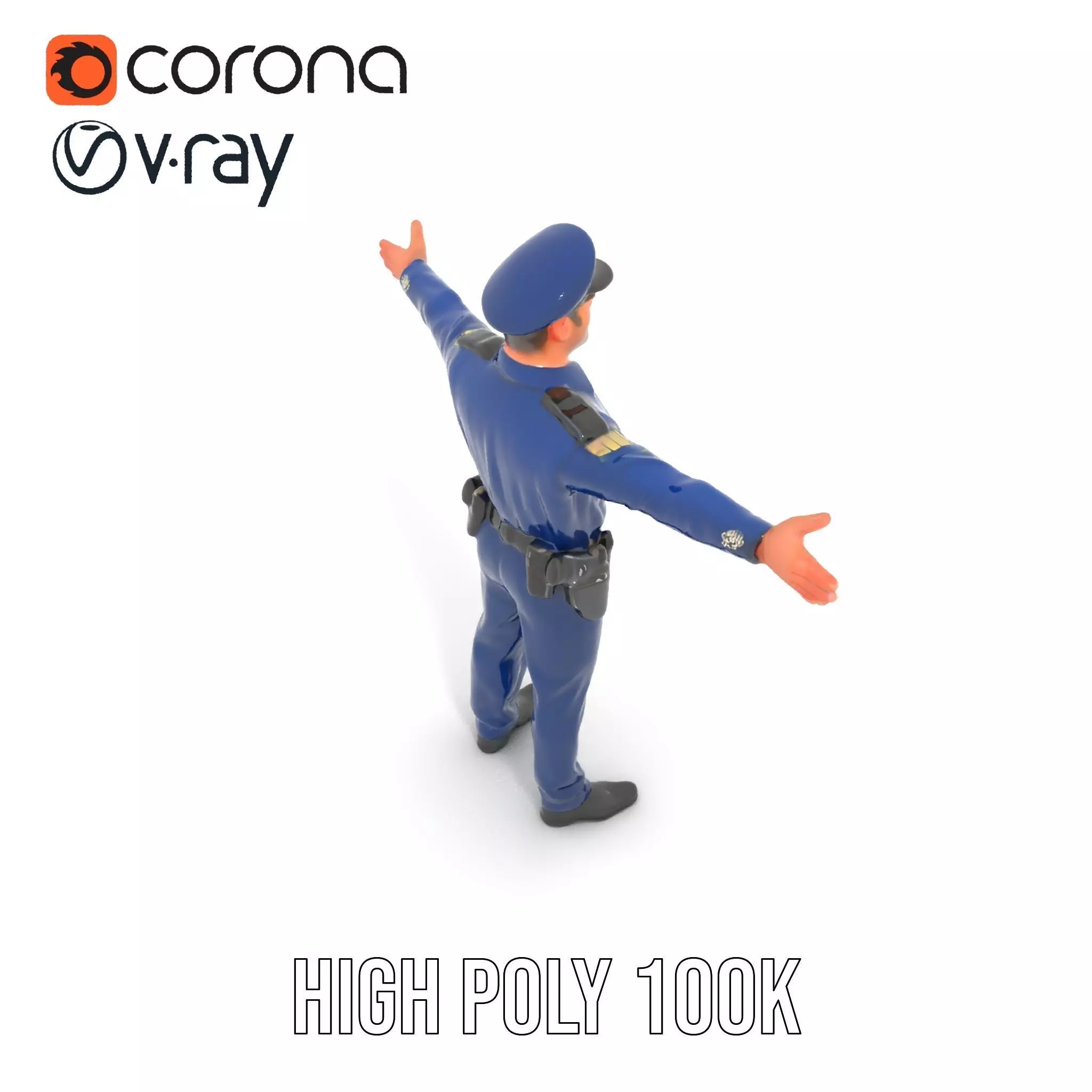 Police Officer Character Model Pack for Games and Animations Low-poly 3D model_13