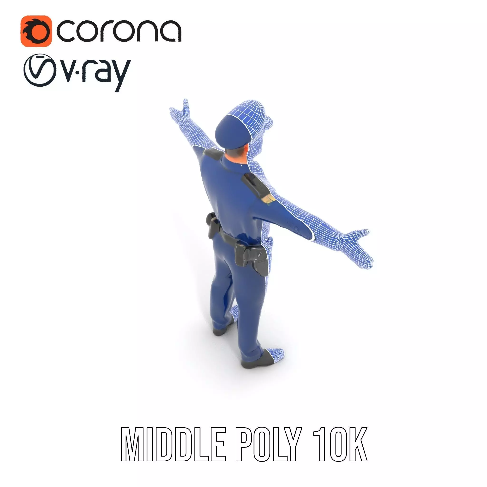 Police Officer Character Model Pack for Games and Animations Low-poly 3D model_30