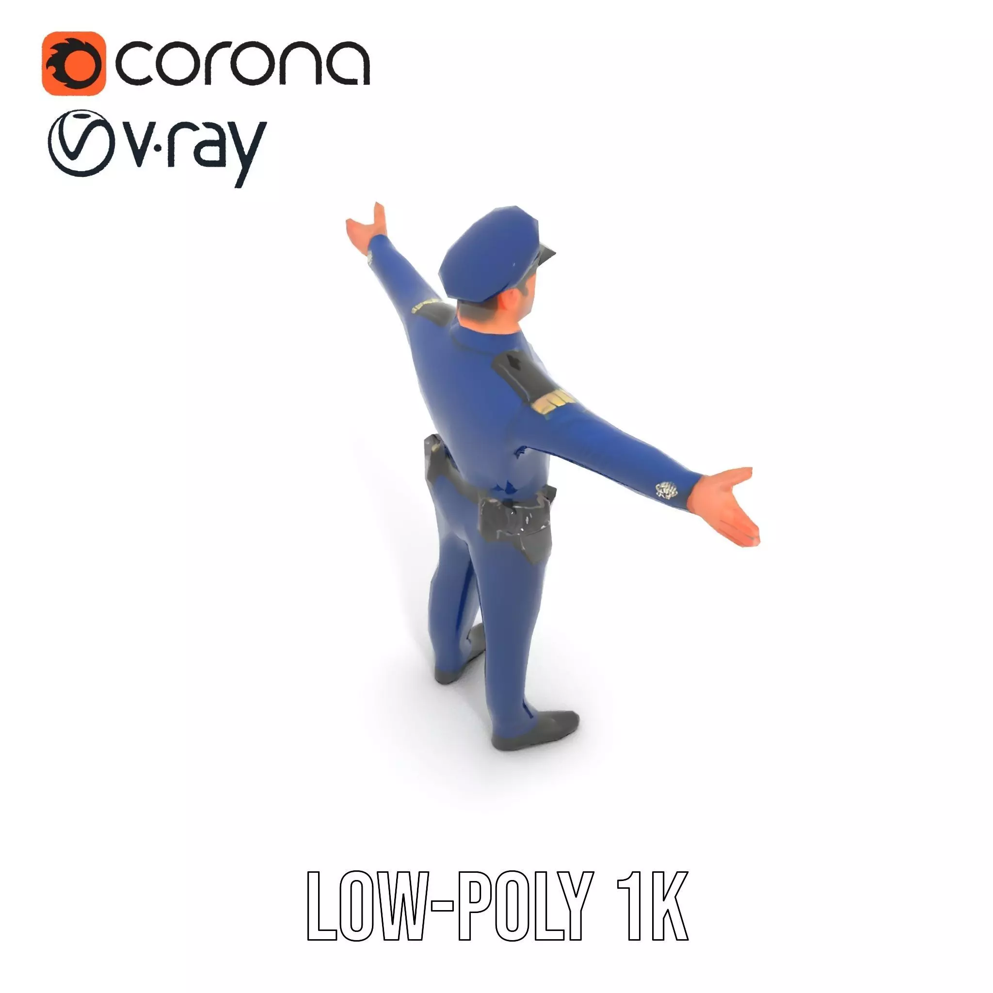 Police Officer Character Model Pack for Games and Animations Low-poly 3D model_9