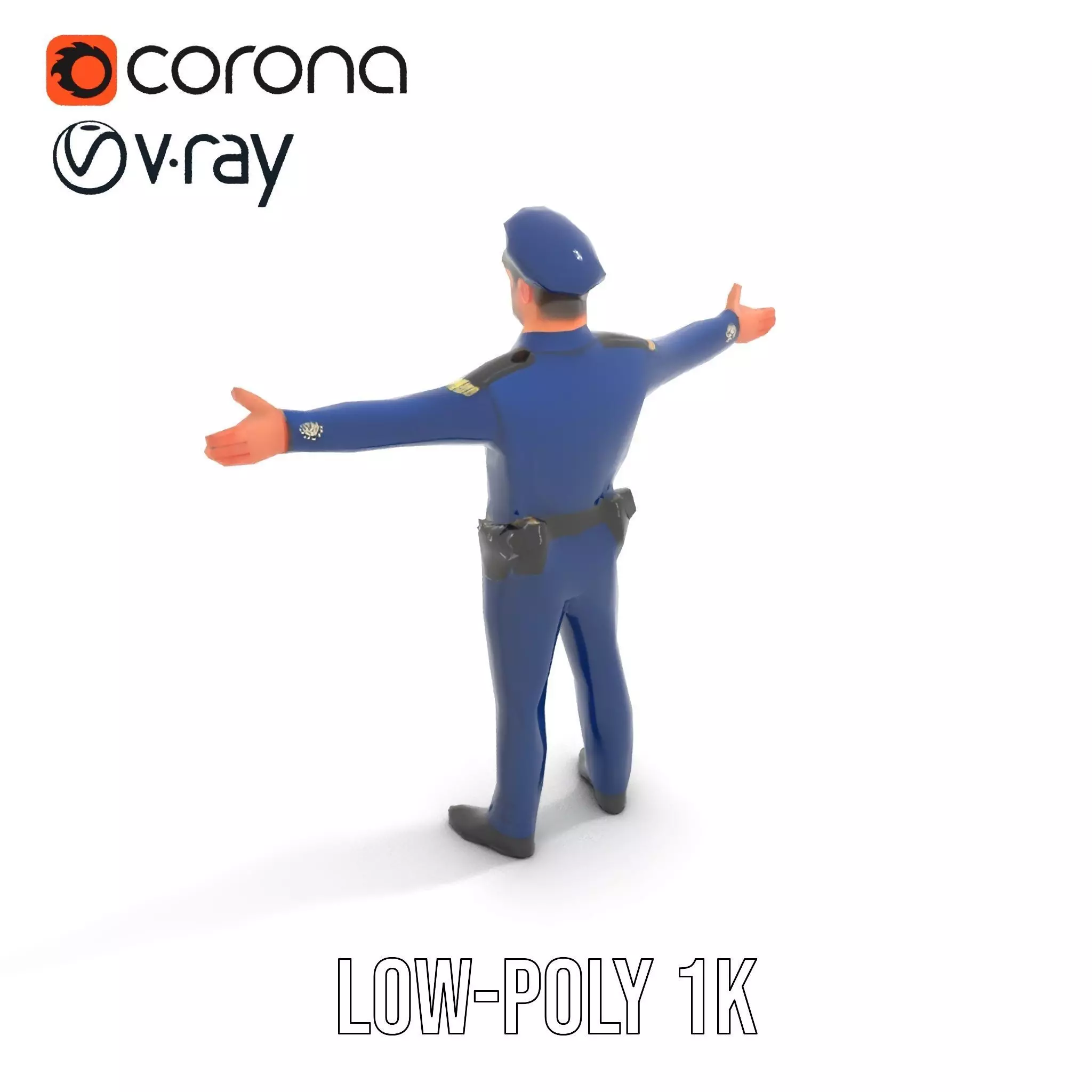 Police Officer Character Model Pack for Games and Animations Low-poly 3D model_12