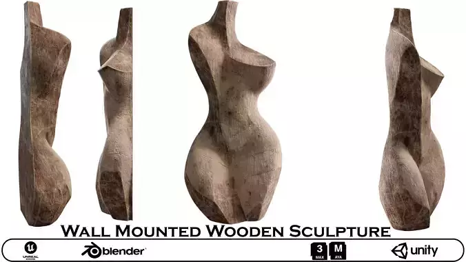 Wall Mounted Wooden Sculpture - Abstract Female