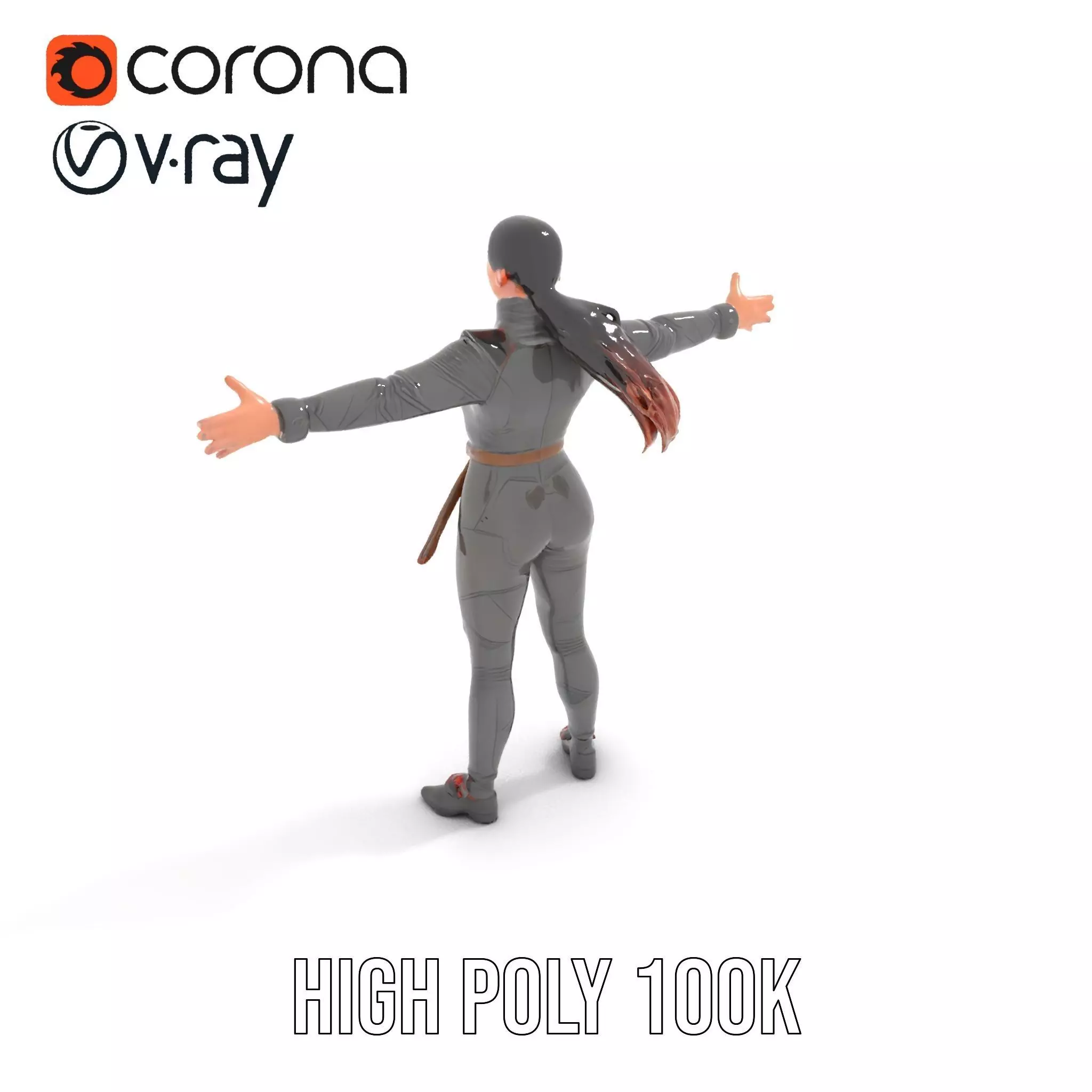 Futuristic Female Soldier Outfit Model Pack Low-poly 3D model_9