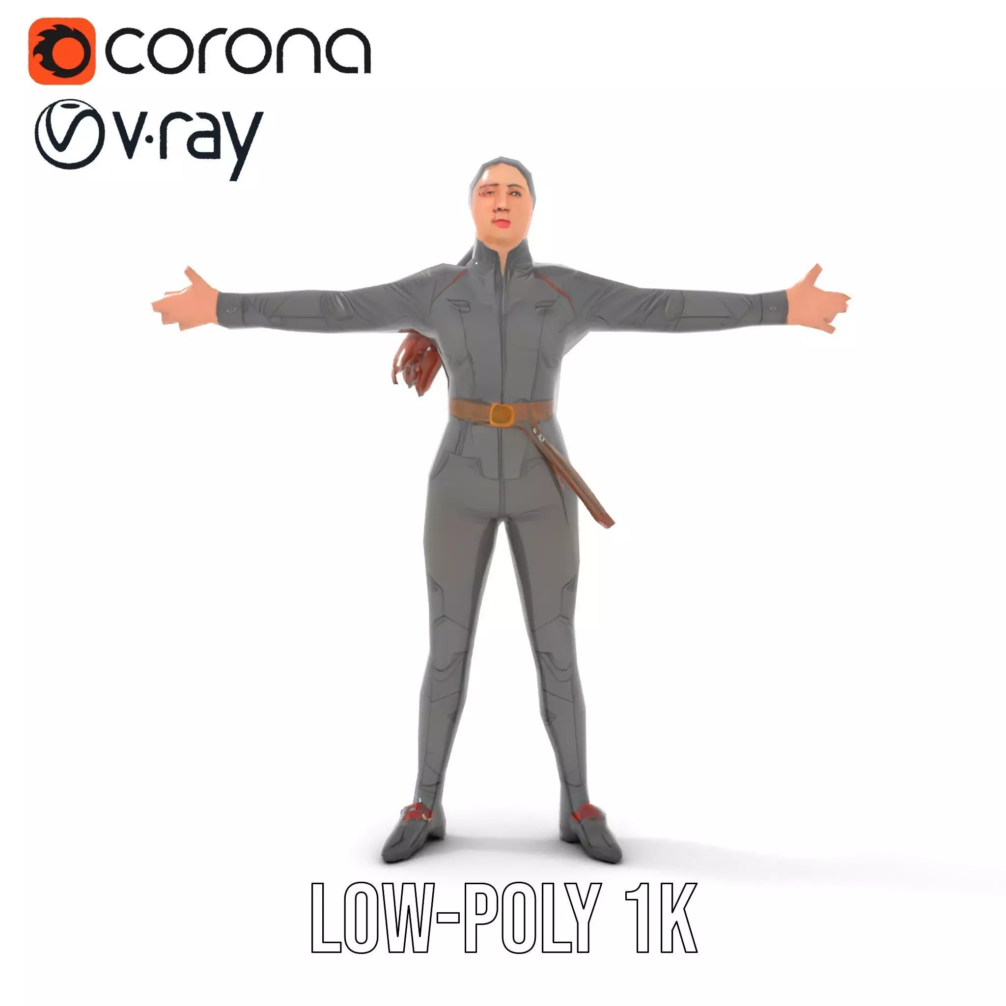 Futuristic Female Soldier Outfit Model Pack Low-poly 3D model_8