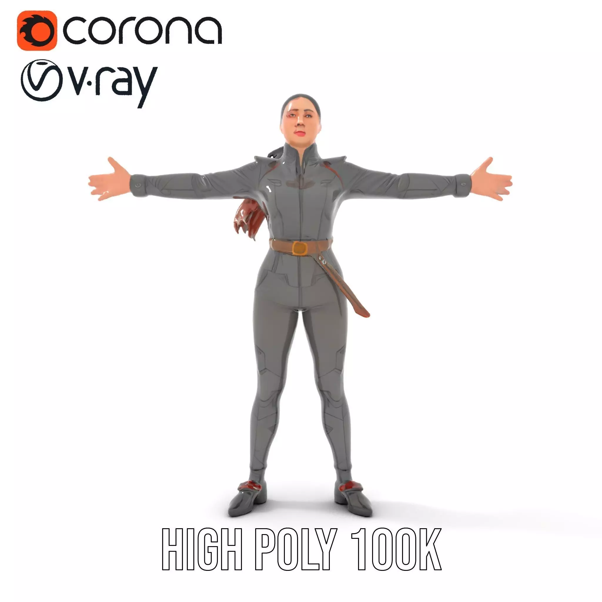 Futuristic Female Soldier Outfit Model Pack Low-poly 3D model_15