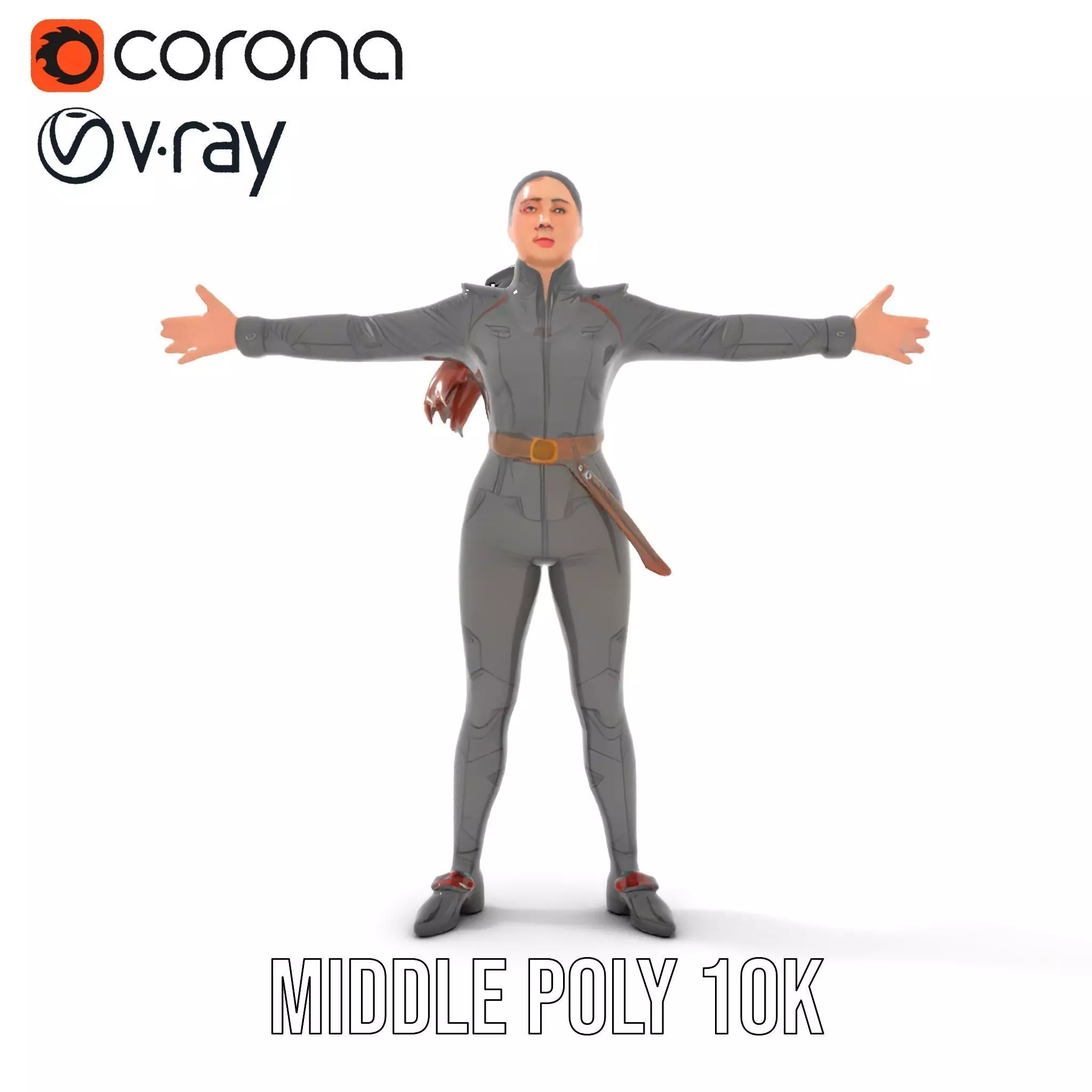 Futuristic Female Soldier Outfit Model Pack Low-poly 3D model_16