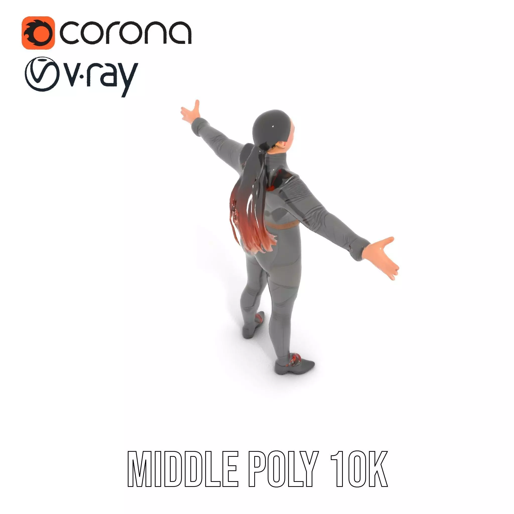 Futuristic Female Soldier Outfit Model Pack Low-poly 3D model_10