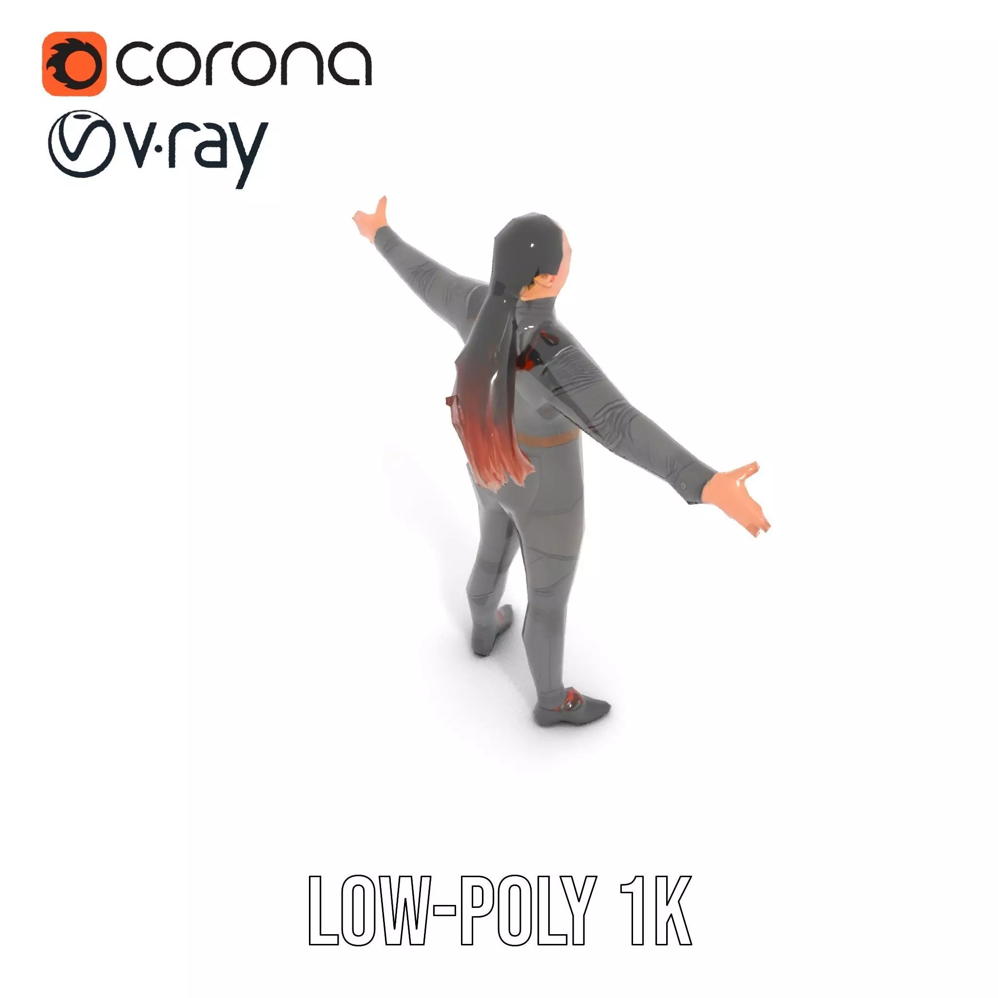 Futuristic Female Soldier Outfit Model Pack Low-poly 3D model_14