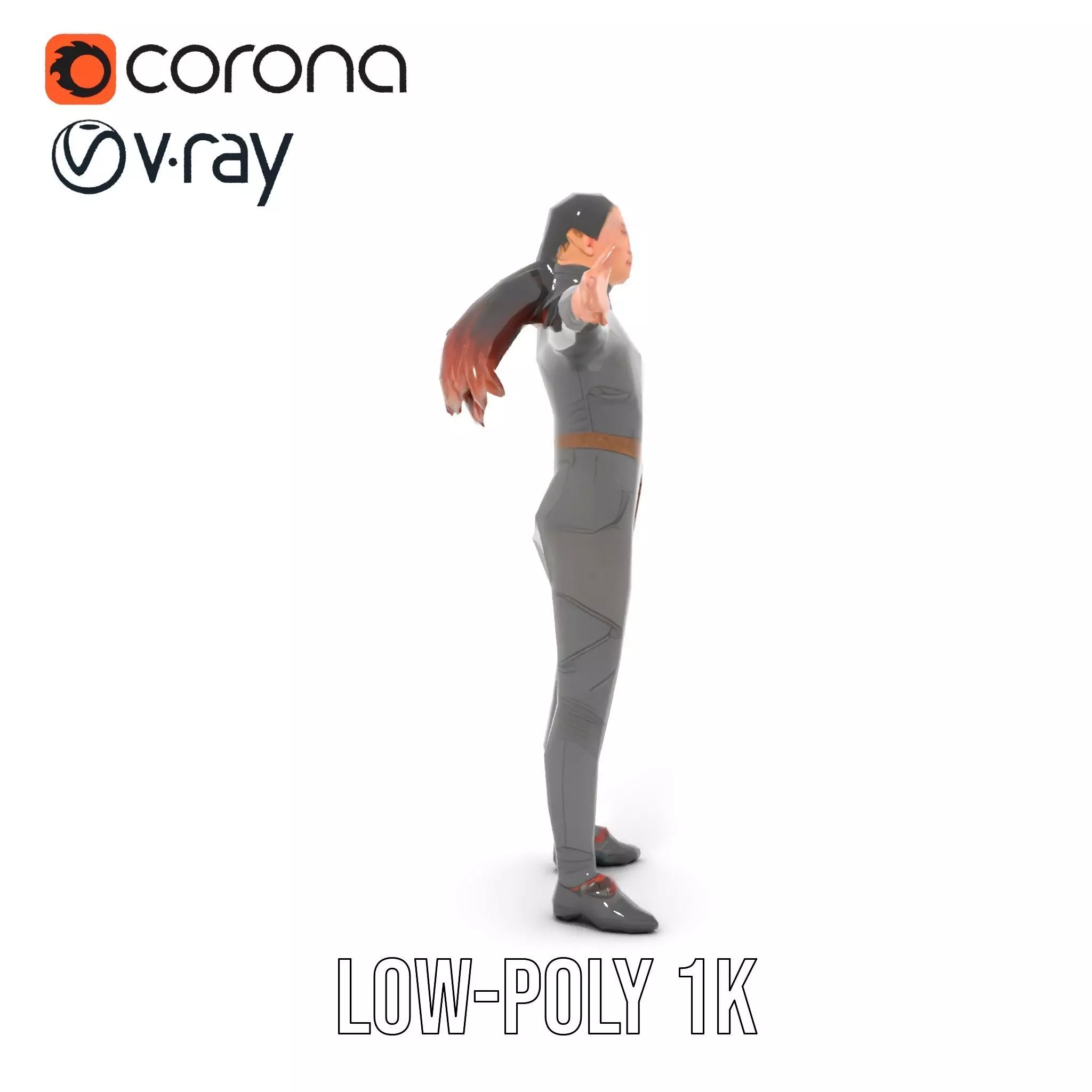 Futuristic Female Soldier Outfit Model Pack Low-poly 3D model_22