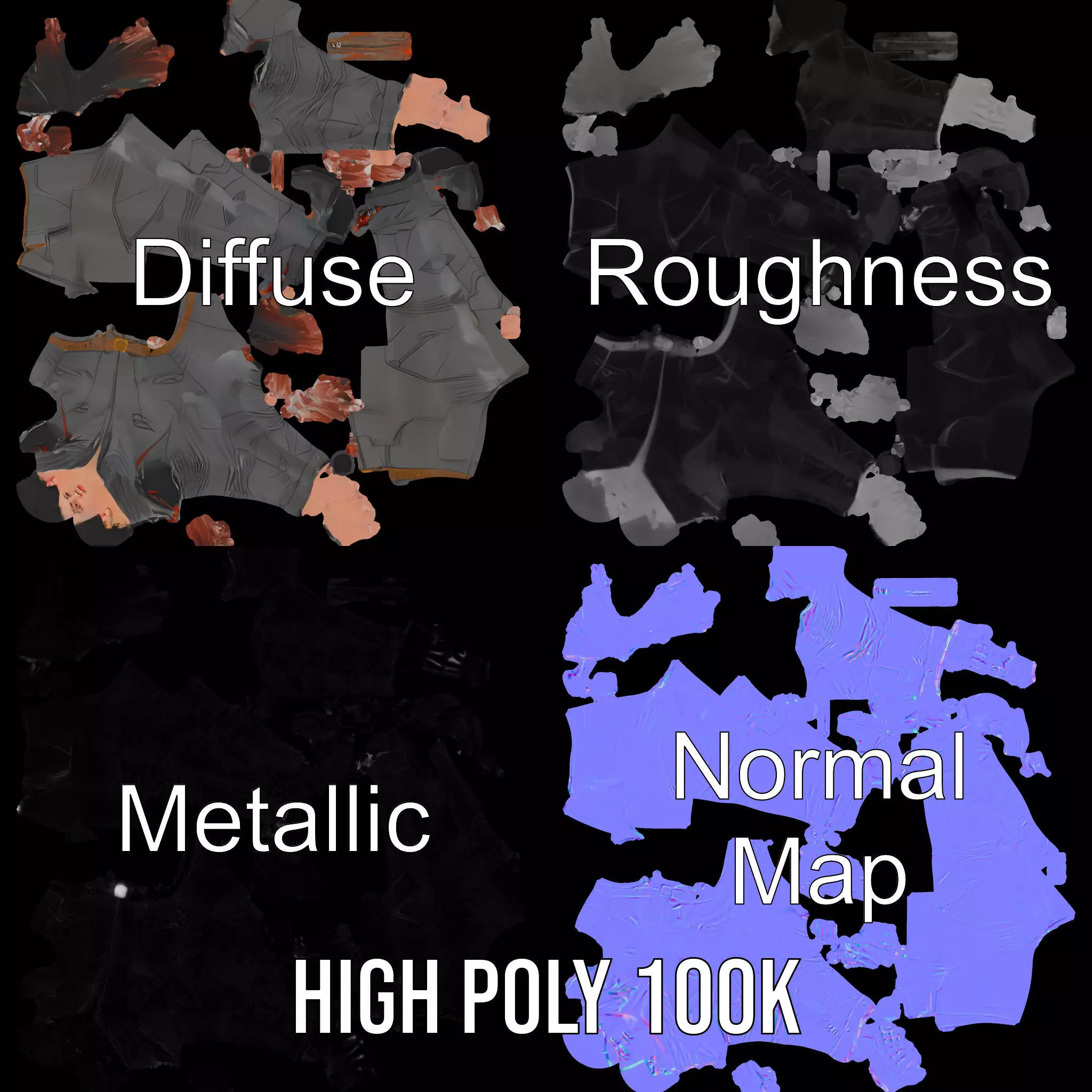 Futuristic Female Soldier Outfit Model Pack Low-poly 3D model_3