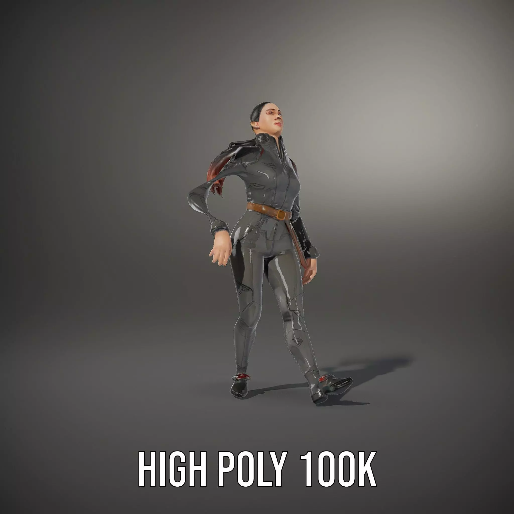 Futuristic Female Soldier Outfit Model Pack Low-poly 3D model_23