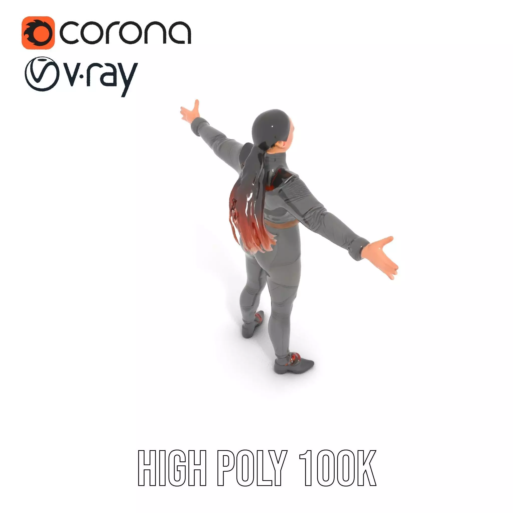 Futuristic Female Soldier Outfit Model Pack Low-poly 3D model_26