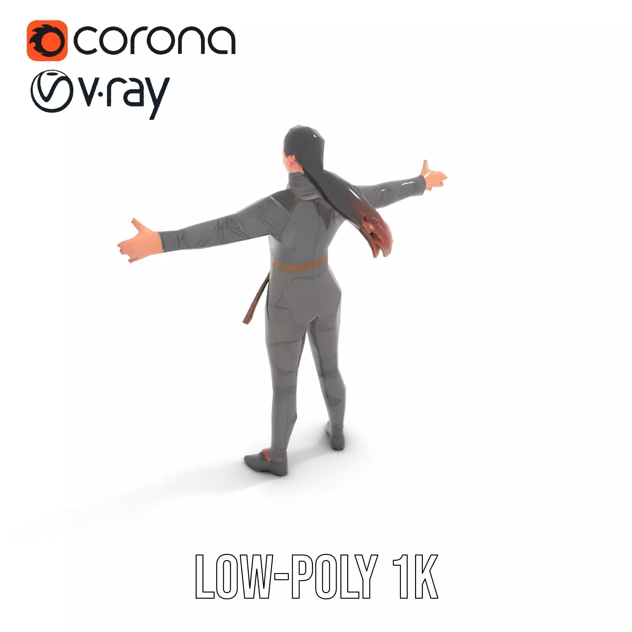 Futuristic Female Soldier Outfit Model Pack Low-poly 3D model_7