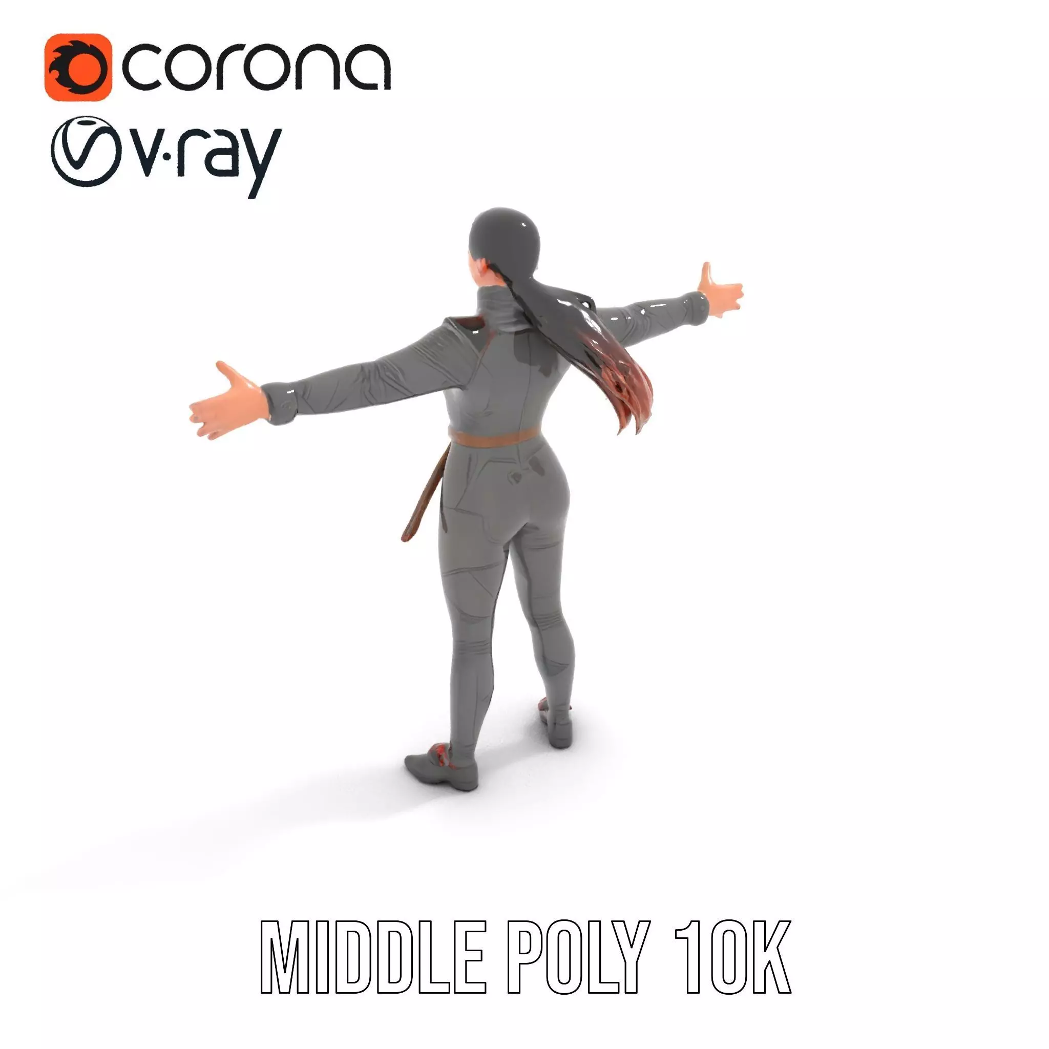 Futuristic Female Soldier Outfit Model Pack Low-poly 3D model_5