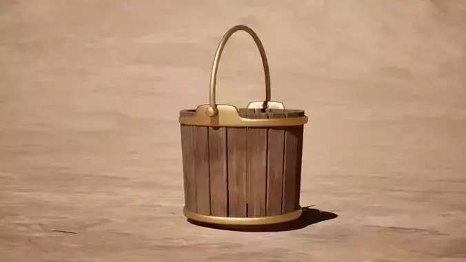 Medieval-Style Bucket Low-poly 3D model