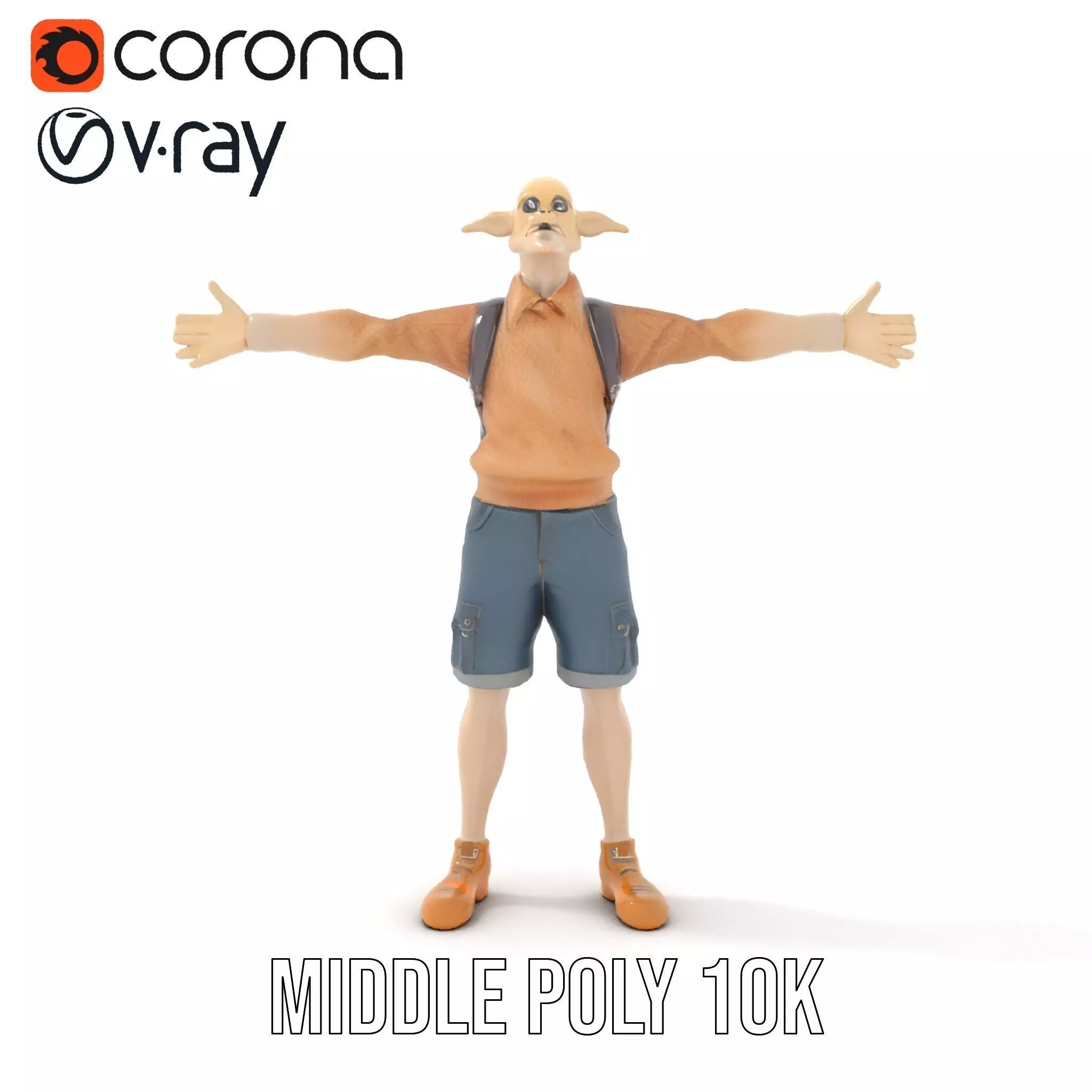 Elf Character Casual Outfit Model Pack Low-poly 3D model_6