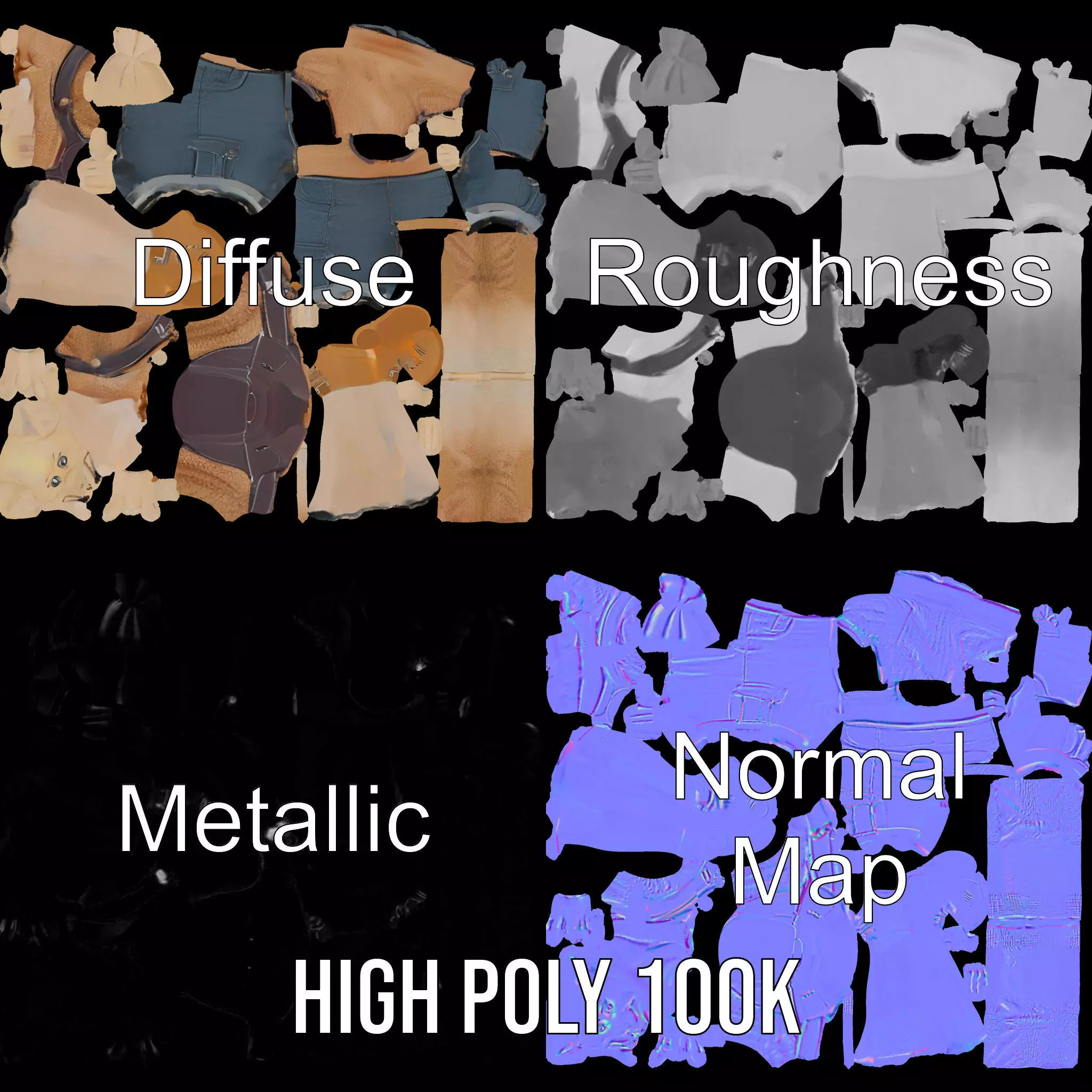 Elf Character Casual Outfit Model Pack Low-poly 3D model_4