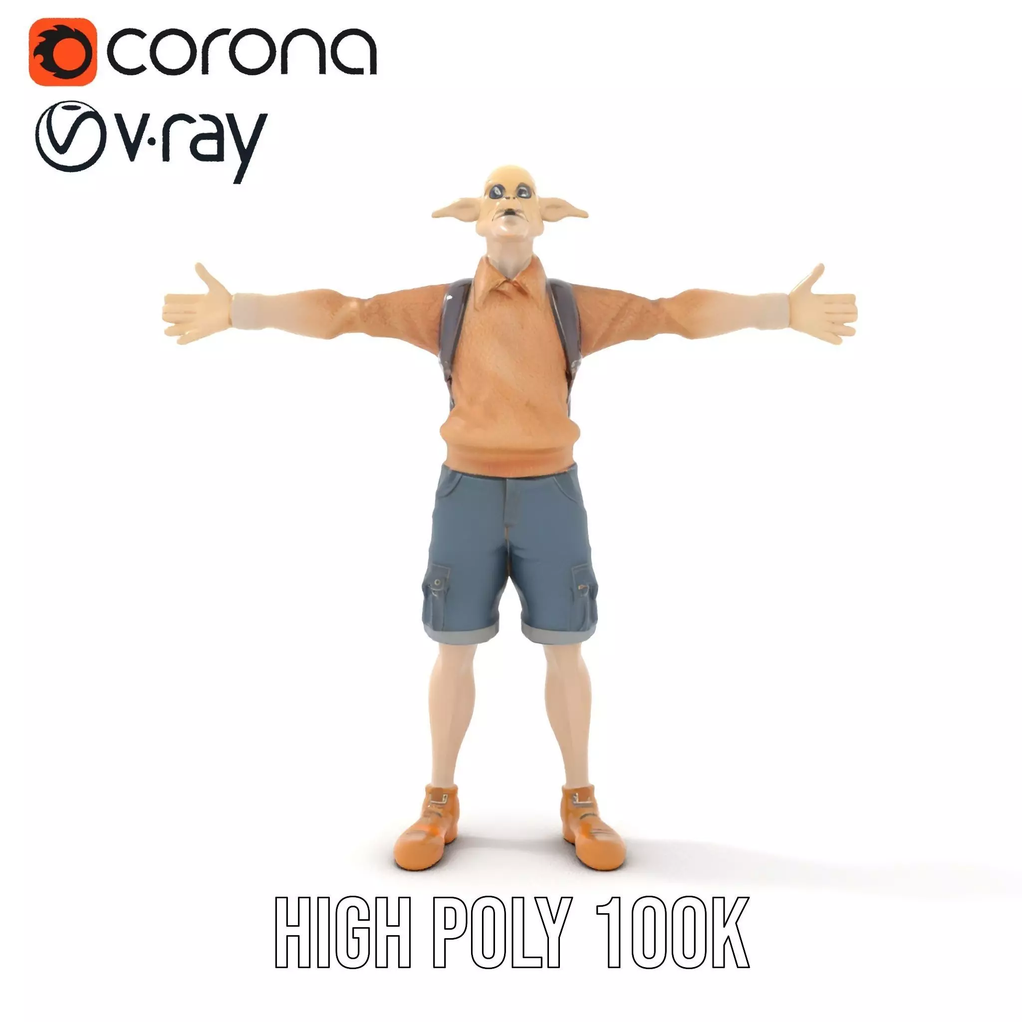 Elf Character Casual Outfit Model Pack Low-poly 3D model_12