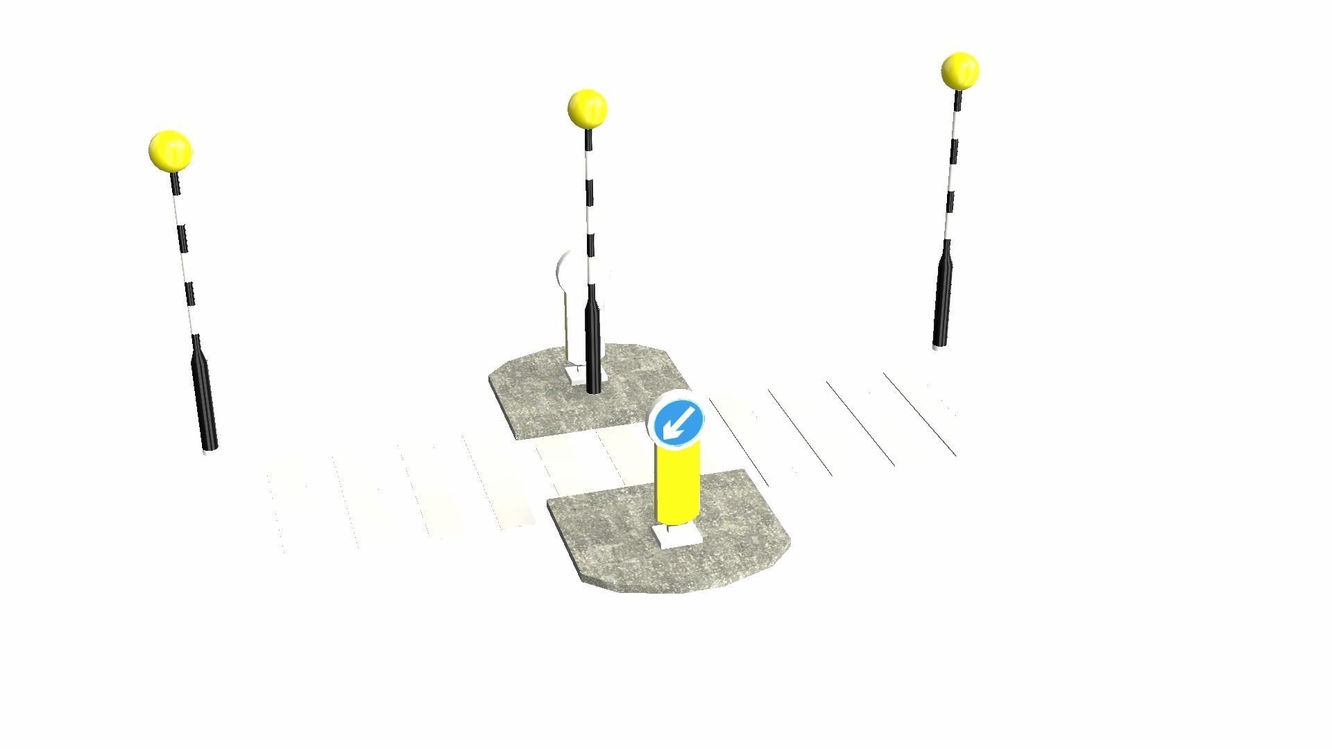 Zebra Crossing Low-poly 3D model_8