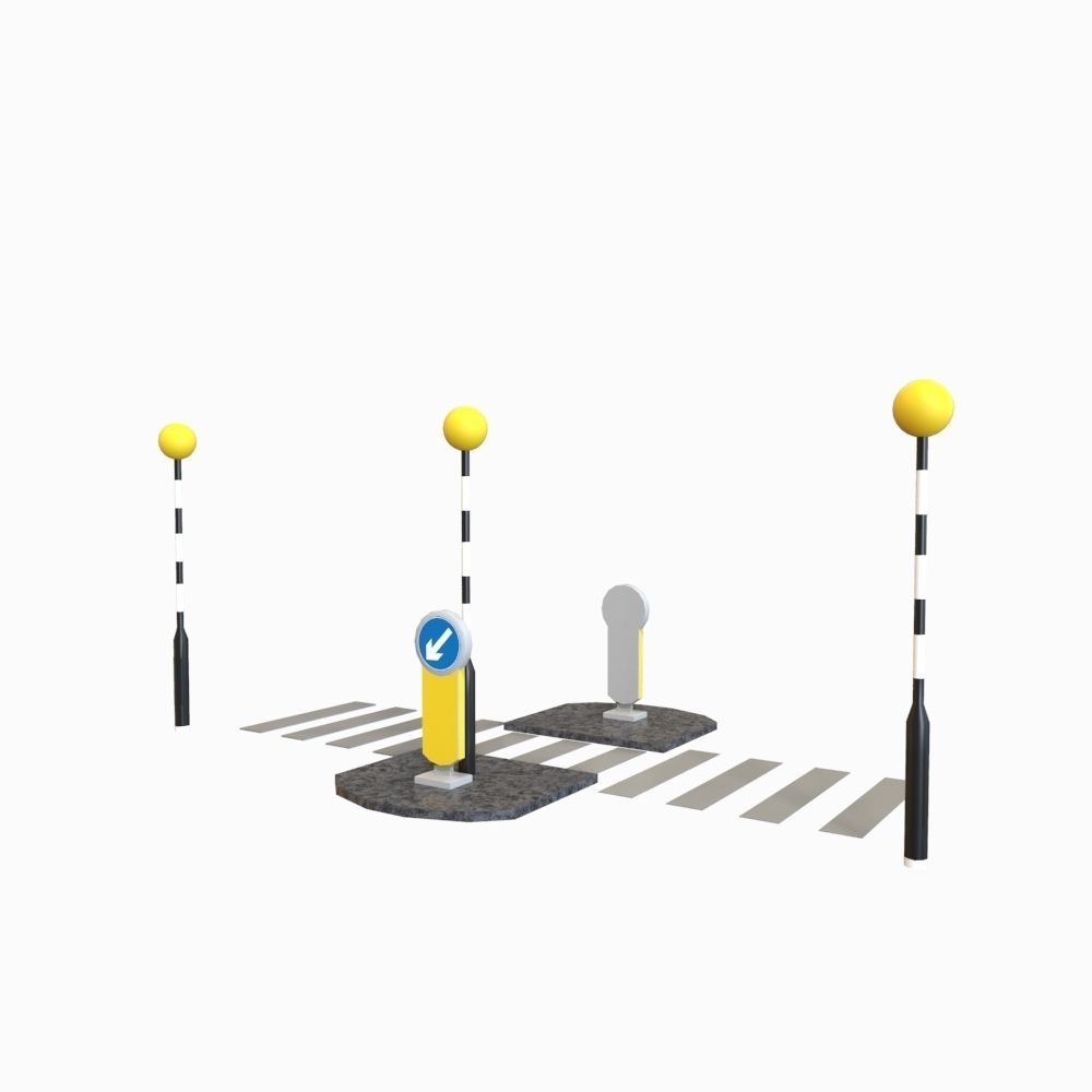 Zebra Crossing Low-poly 3D model_20