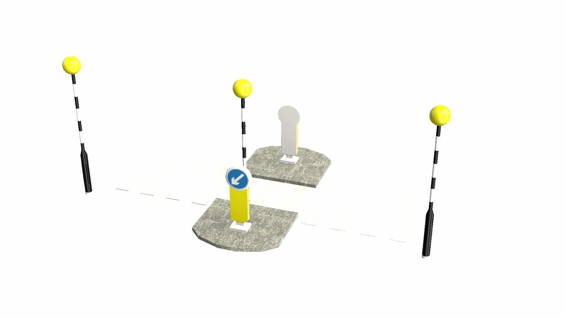 Zebra Crossing Low-poly 3D model_16