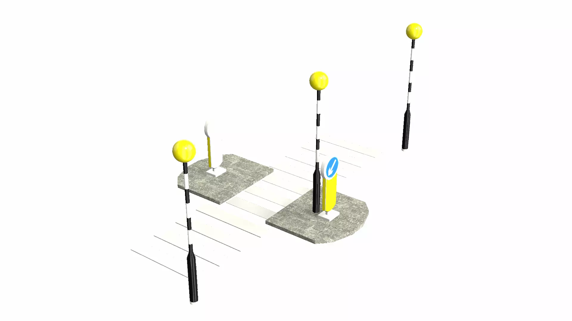 Zebra Crossing Low-poly 3D model_0