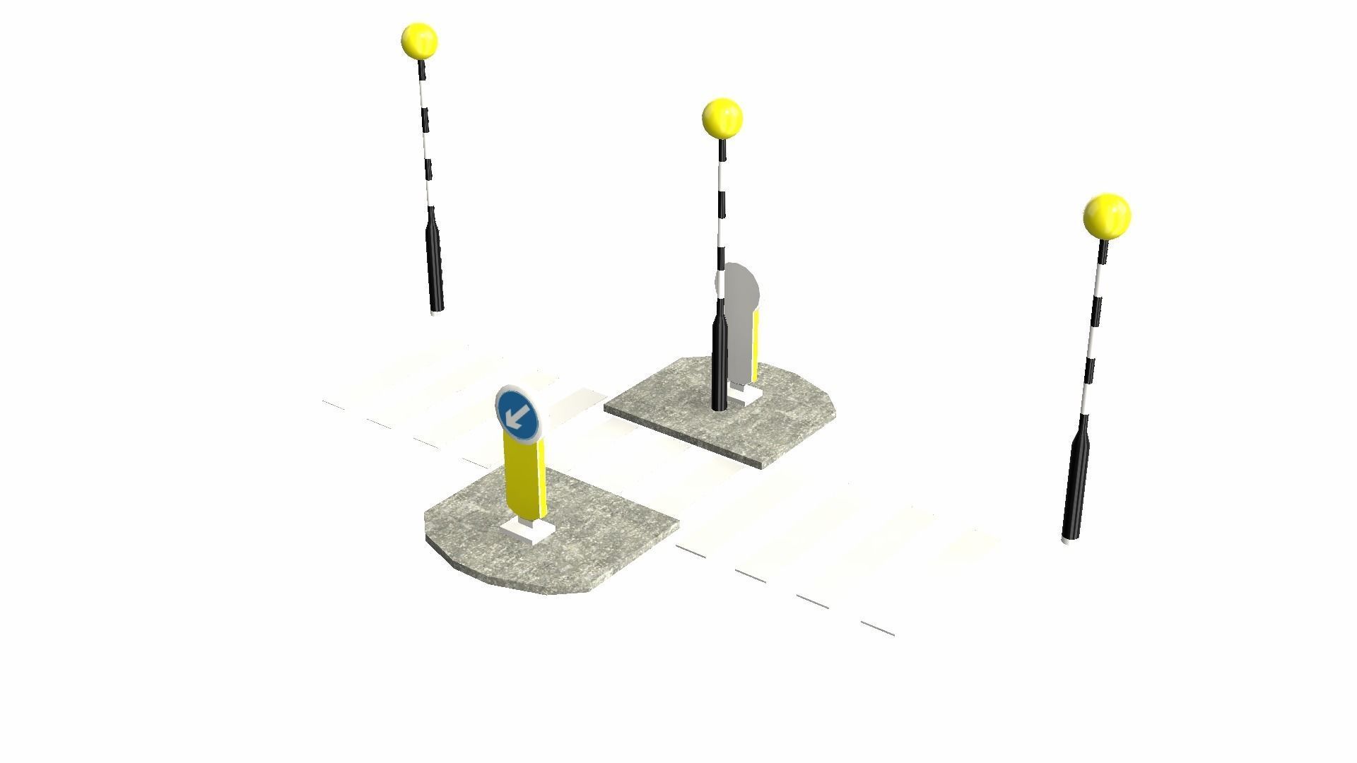 Zebra Crossing Low-poly 3D model_5