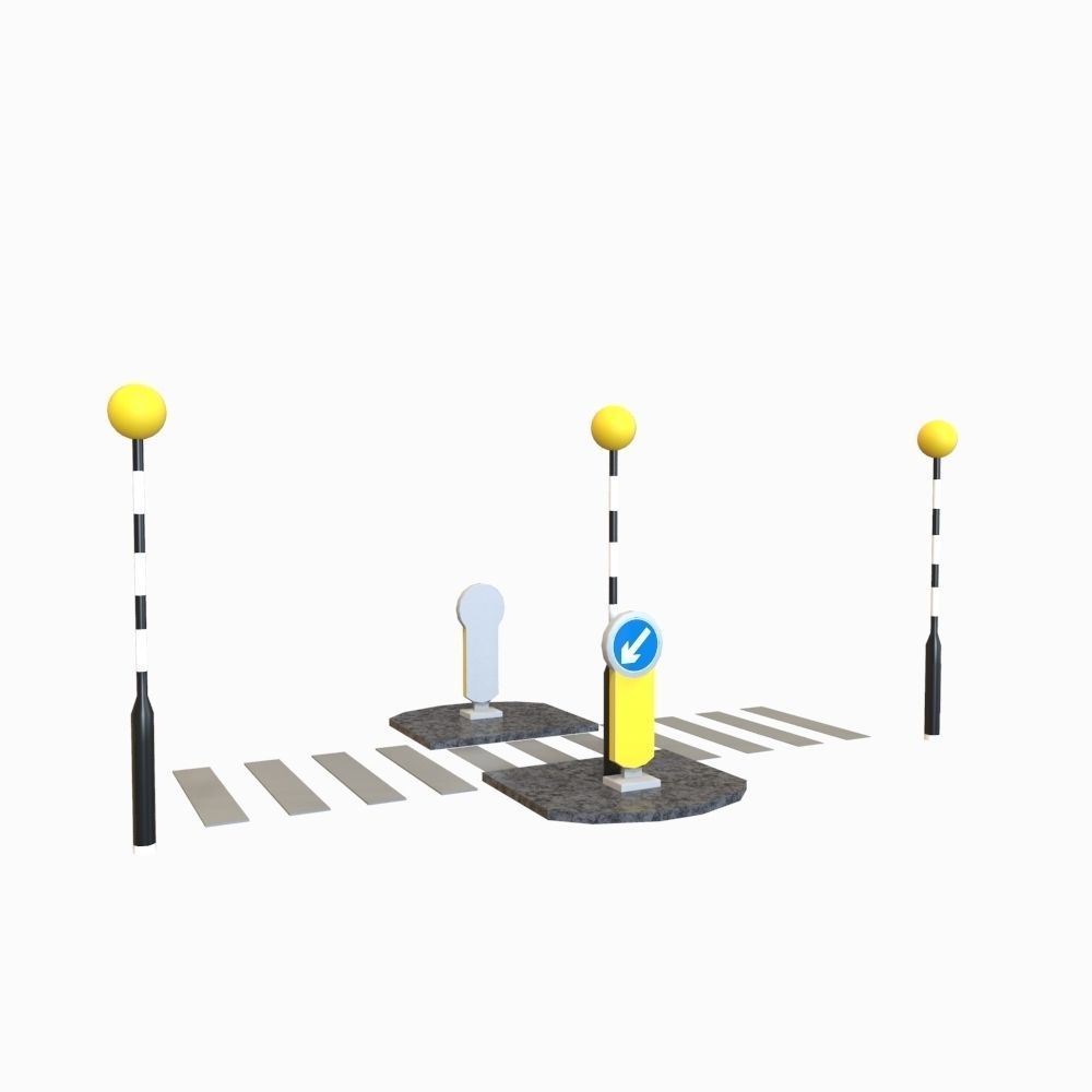 Zebra Crossing Low-poly 3D model_22