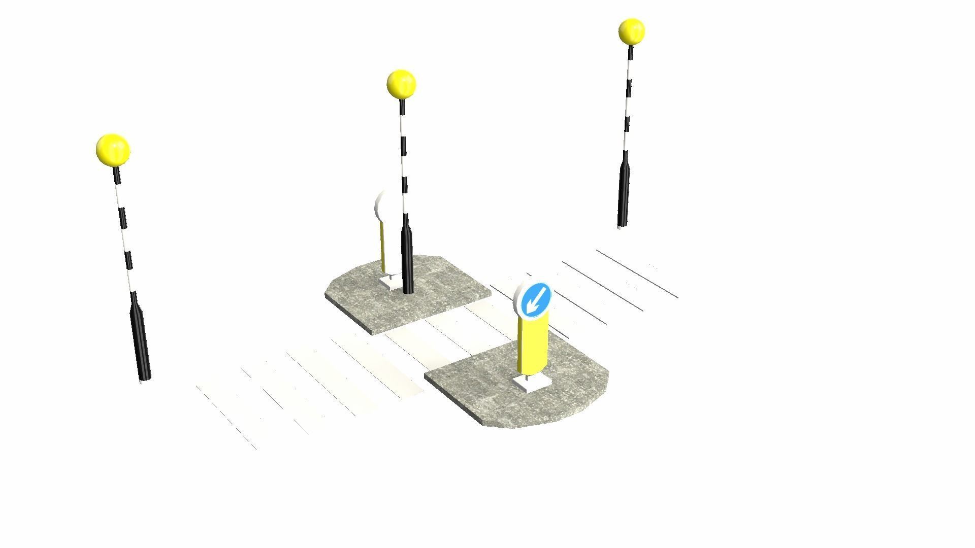 Zebra Crossing Low-poly 3D model_9