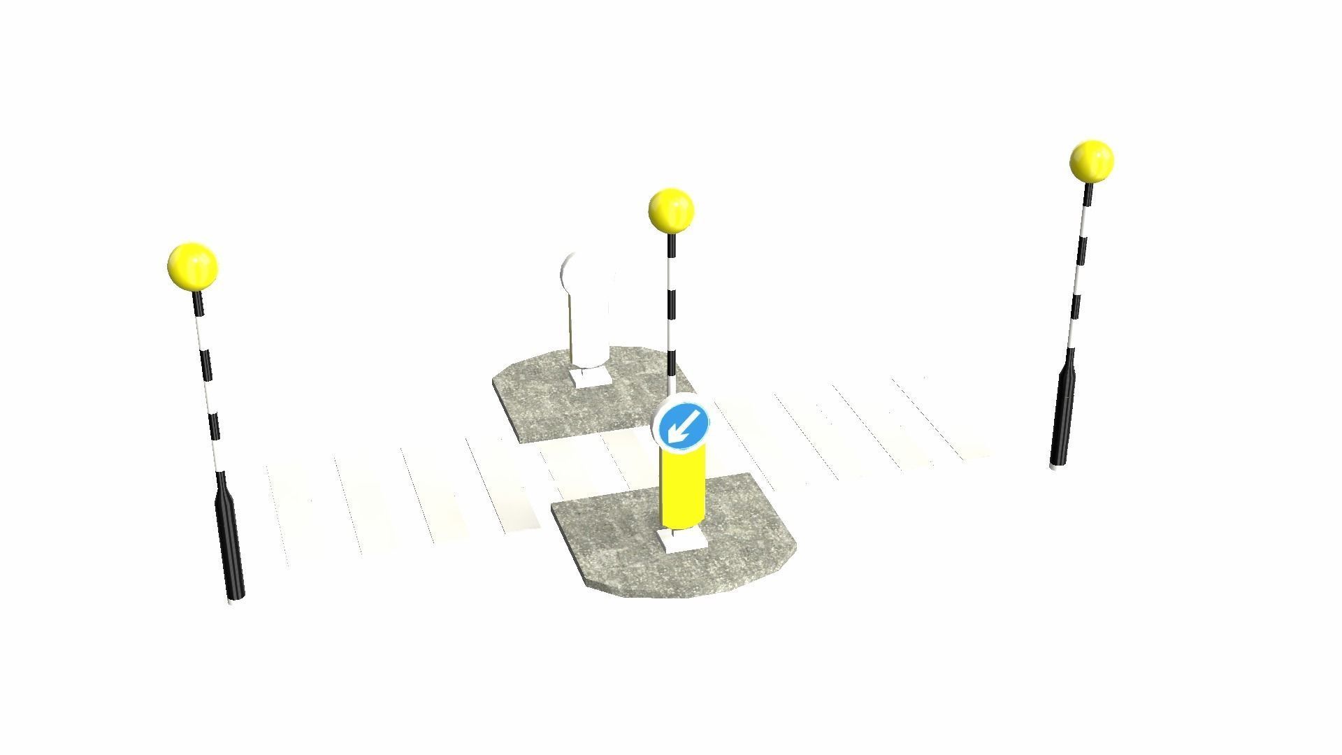 Zebra Crossing Low-poly 3D model_18