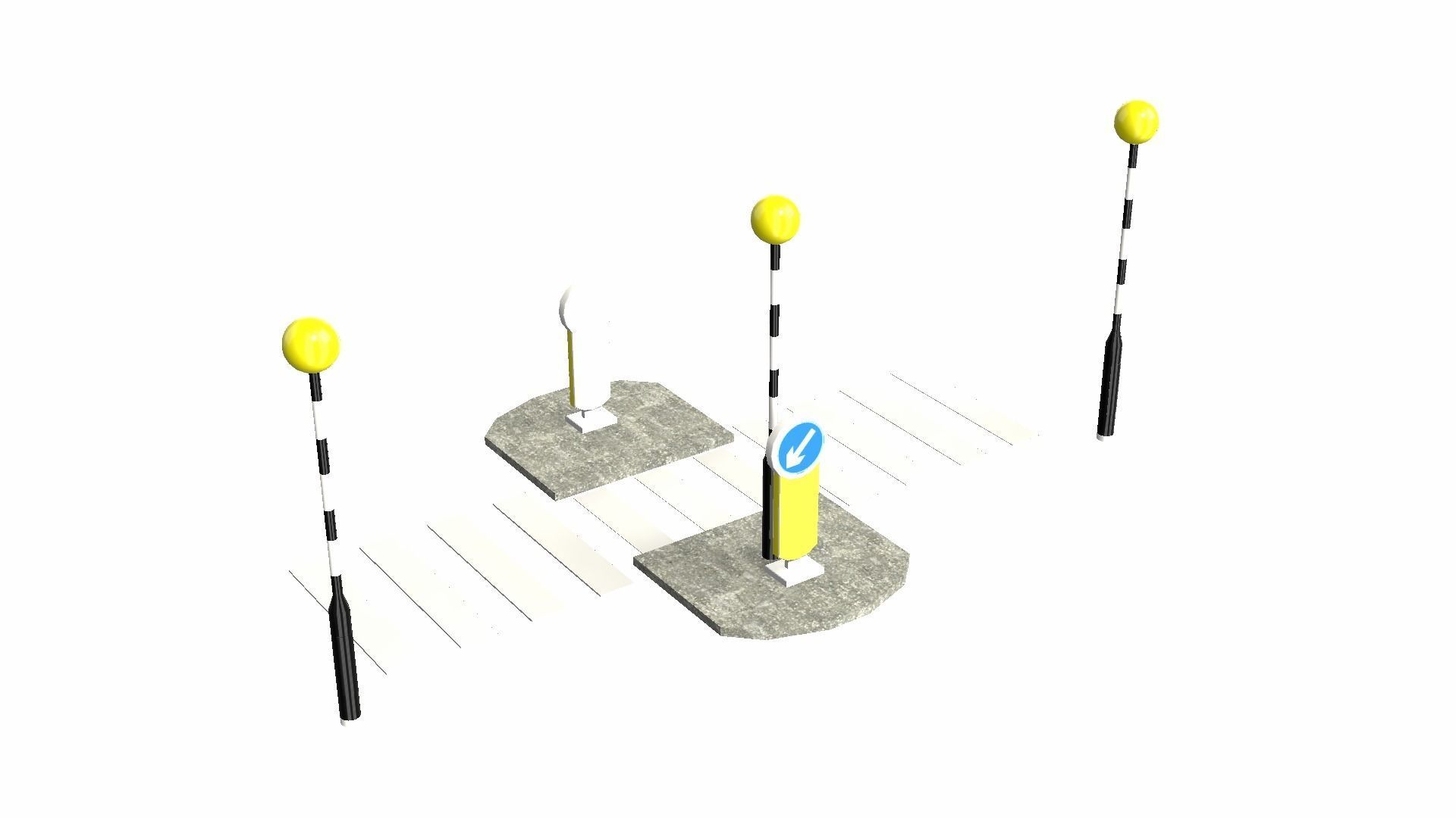 Zebra Crossing Low-poly 3D model_19