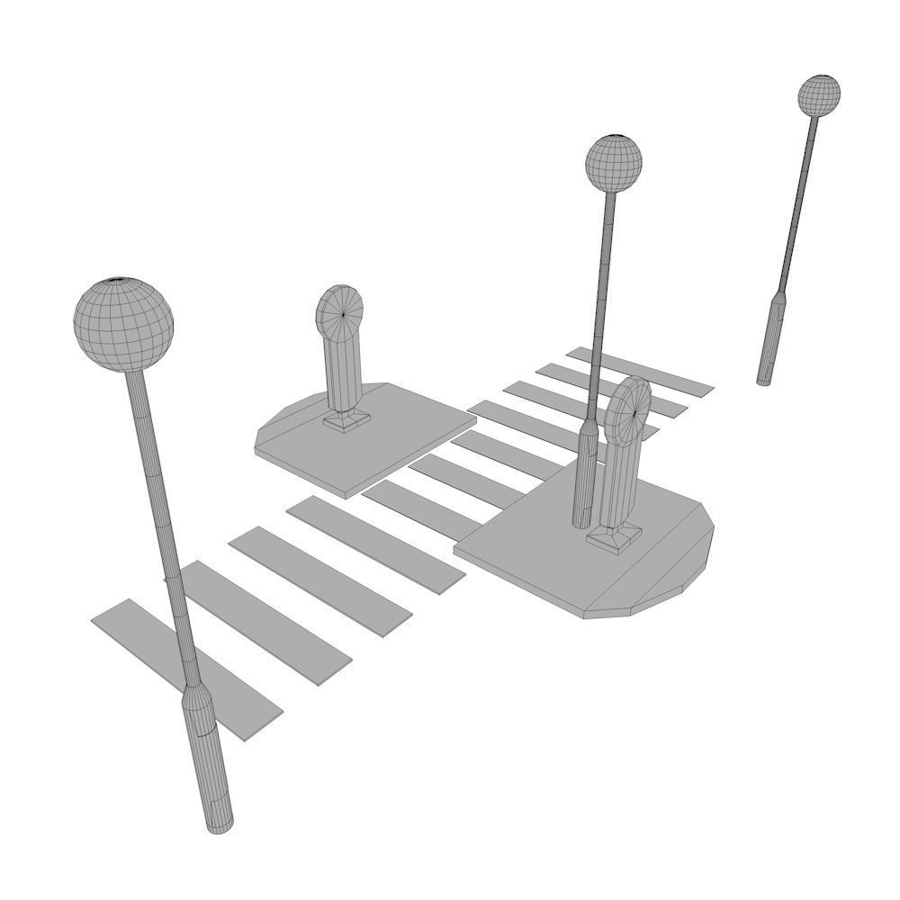 Zebra Crossing Low-poly 3D model_24
