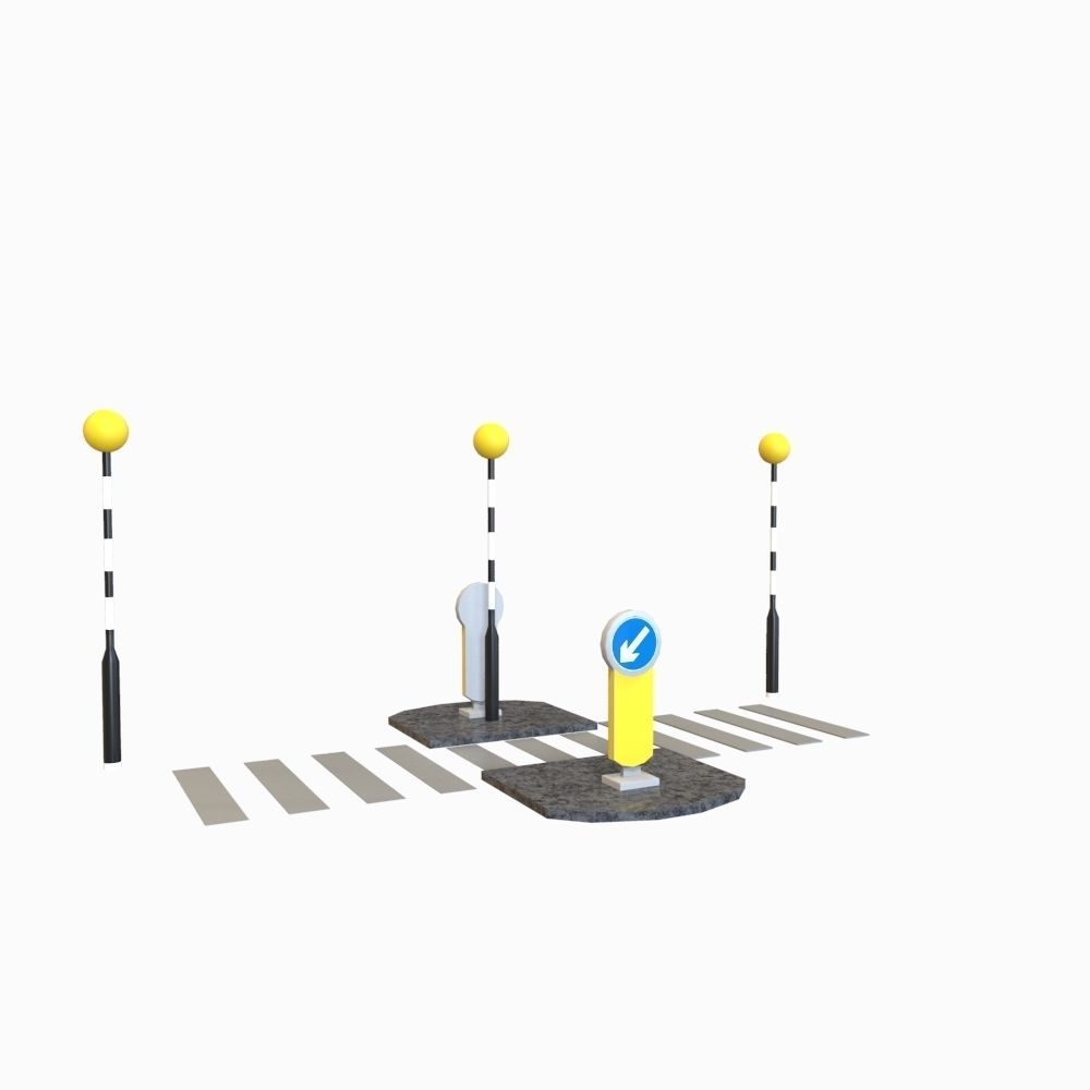 Zebra Crossing Low-poly 3D model_23