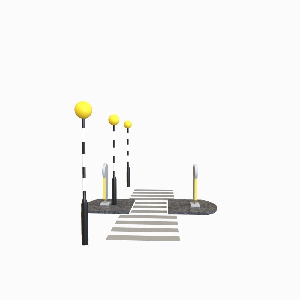 Zebra Crossing Low-poly 3D model_21