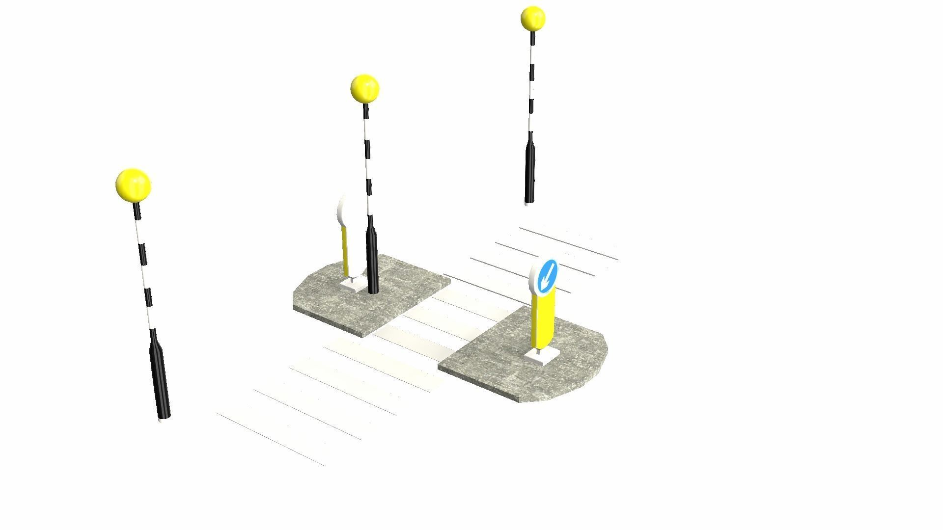 Zebra Crossing Low-poly 3D model_10