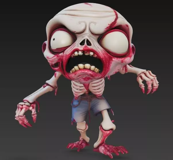 Decaying zombie Low-poly 3D model_0