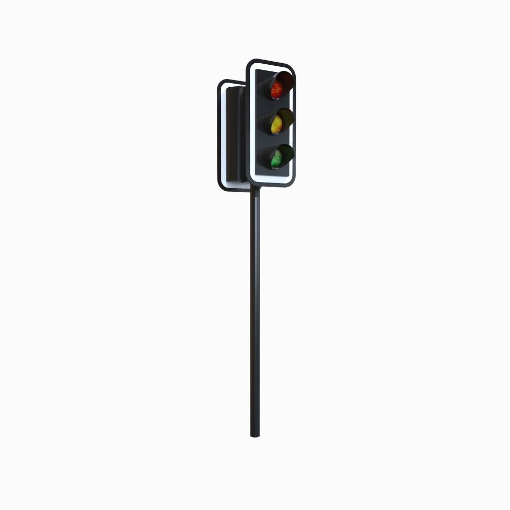 Double Traffic Light Low-poly 3D model_1