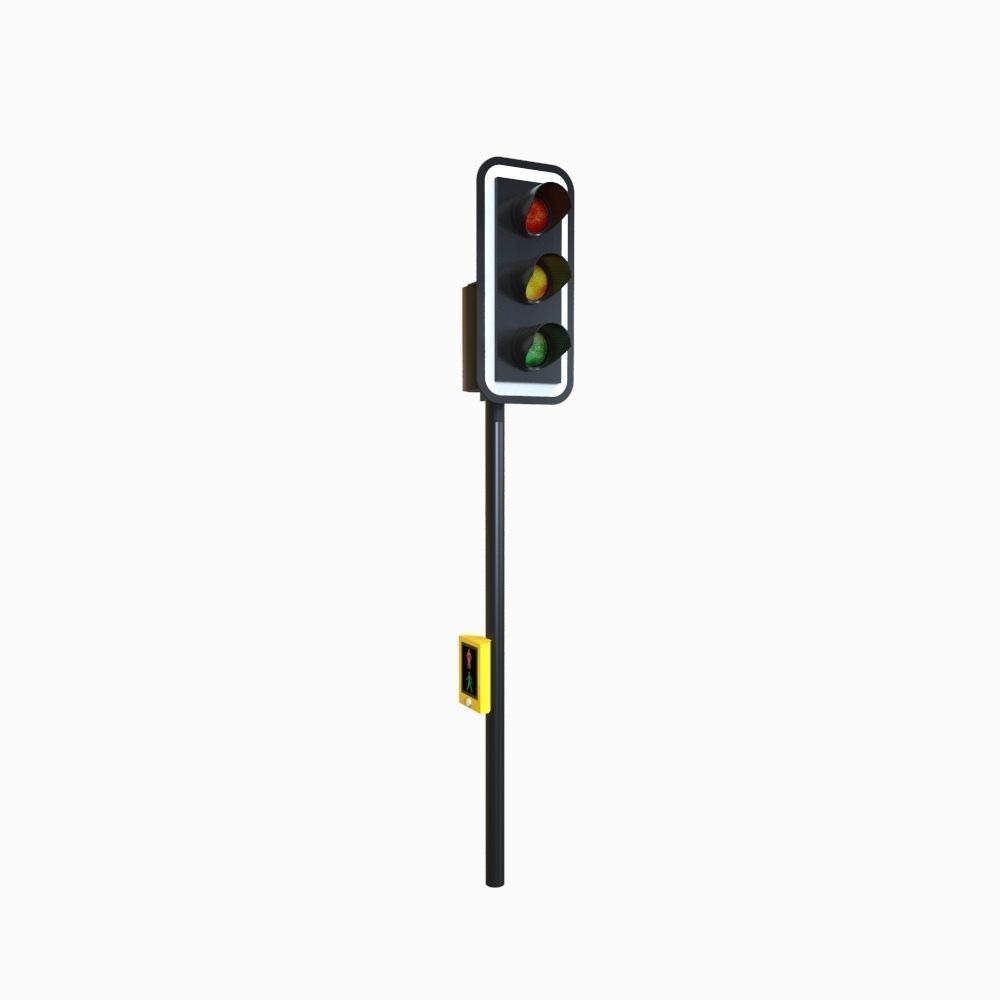 Single Traffic Light Walk Low-poly 3D model_2