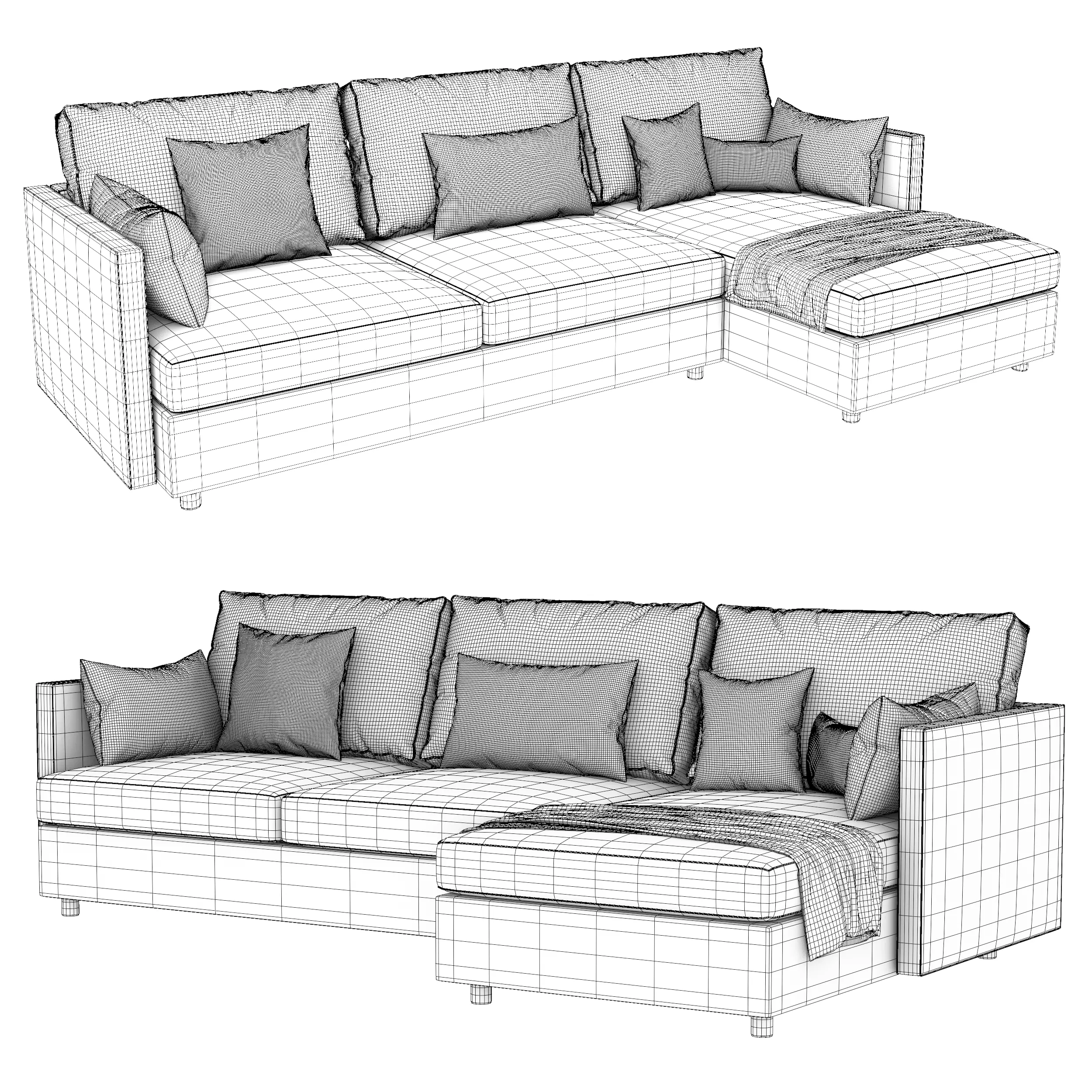 Modern corner sofa 3D model_4