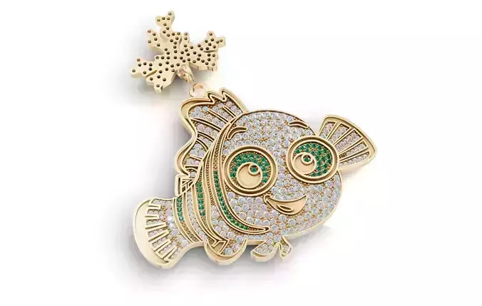 Gemstone Nemo Hip Hop Pendant 3D print model